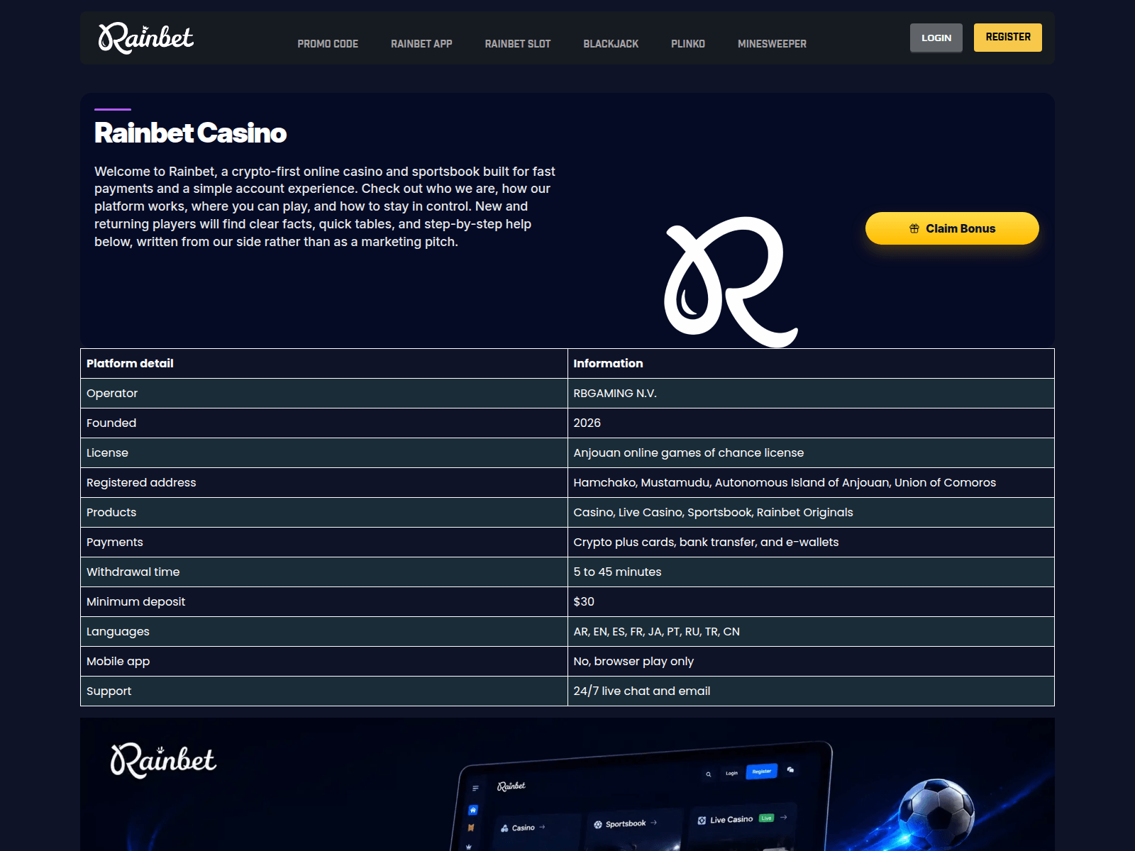 Screenshot of rainbet-casinos.eu