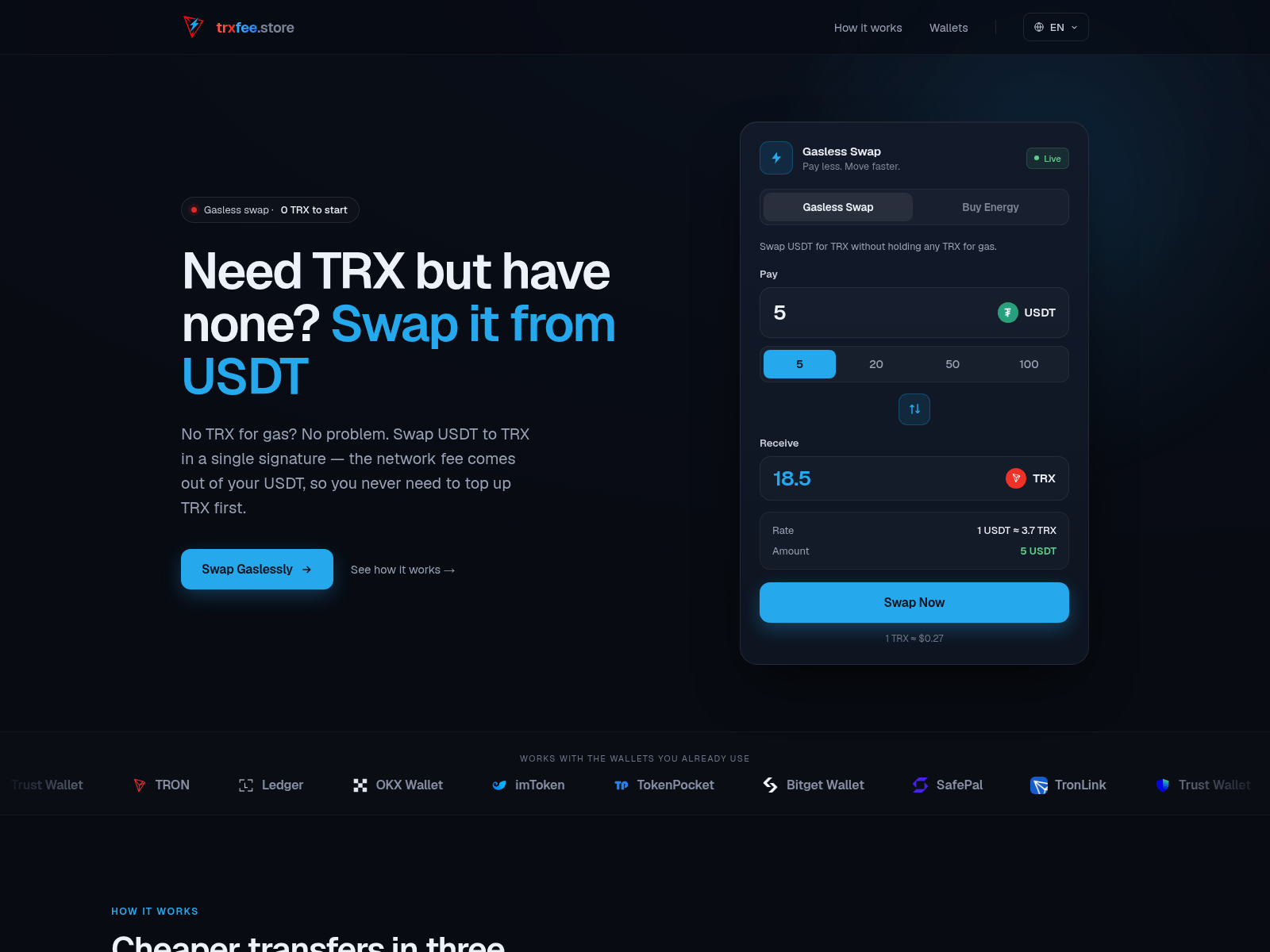 Screenshot of trxfee.net