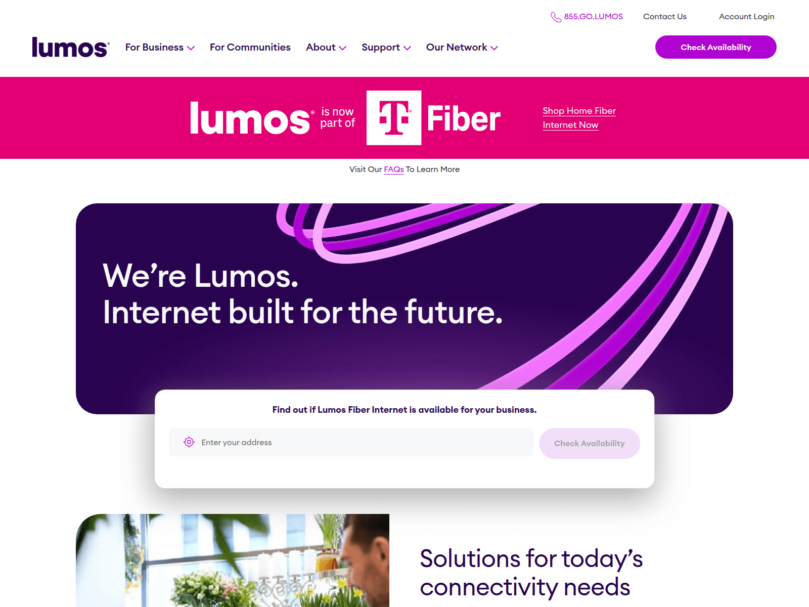 Знімок екрана lumosfiber.com