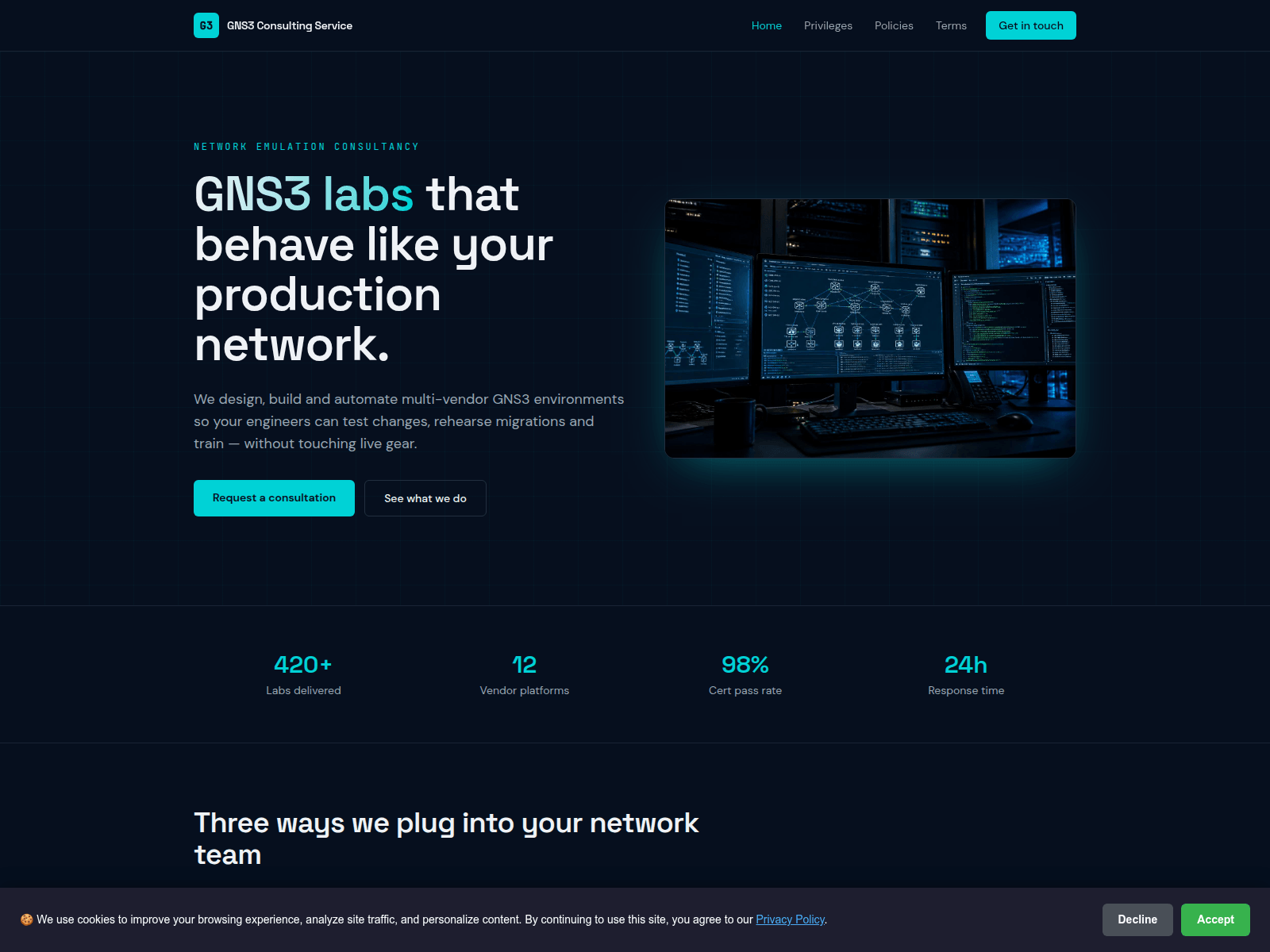 Screenshot of gns3dev.app