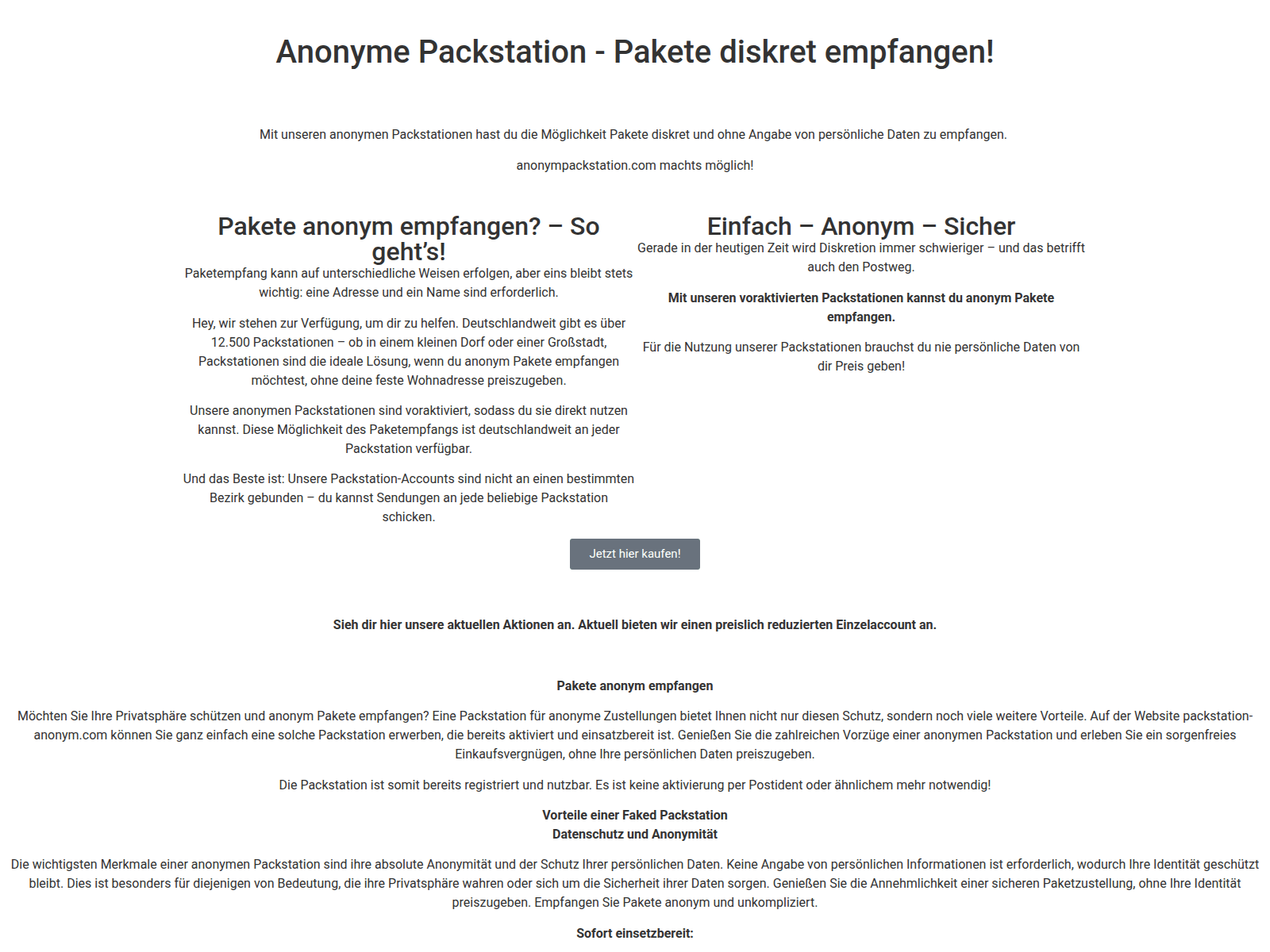 Screenshot of anonympackstation.com