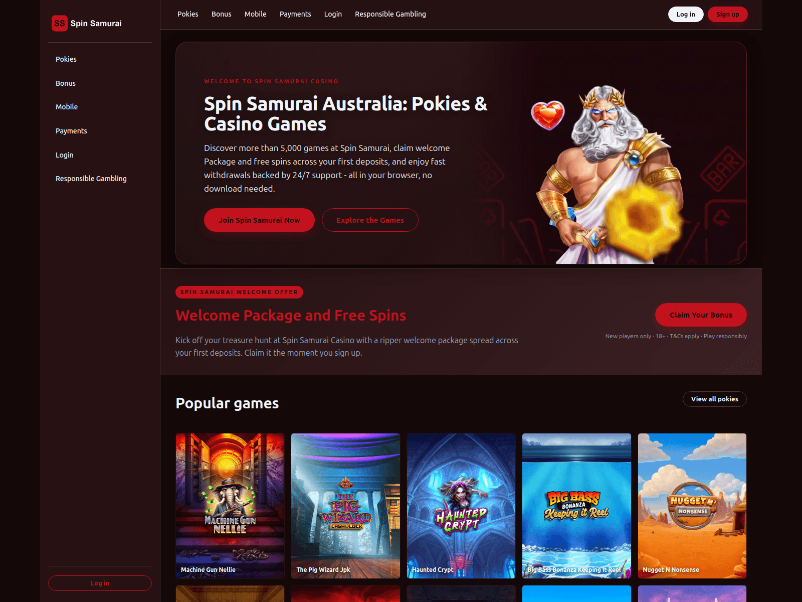 Screenshot of spinsamuraiaussie.com