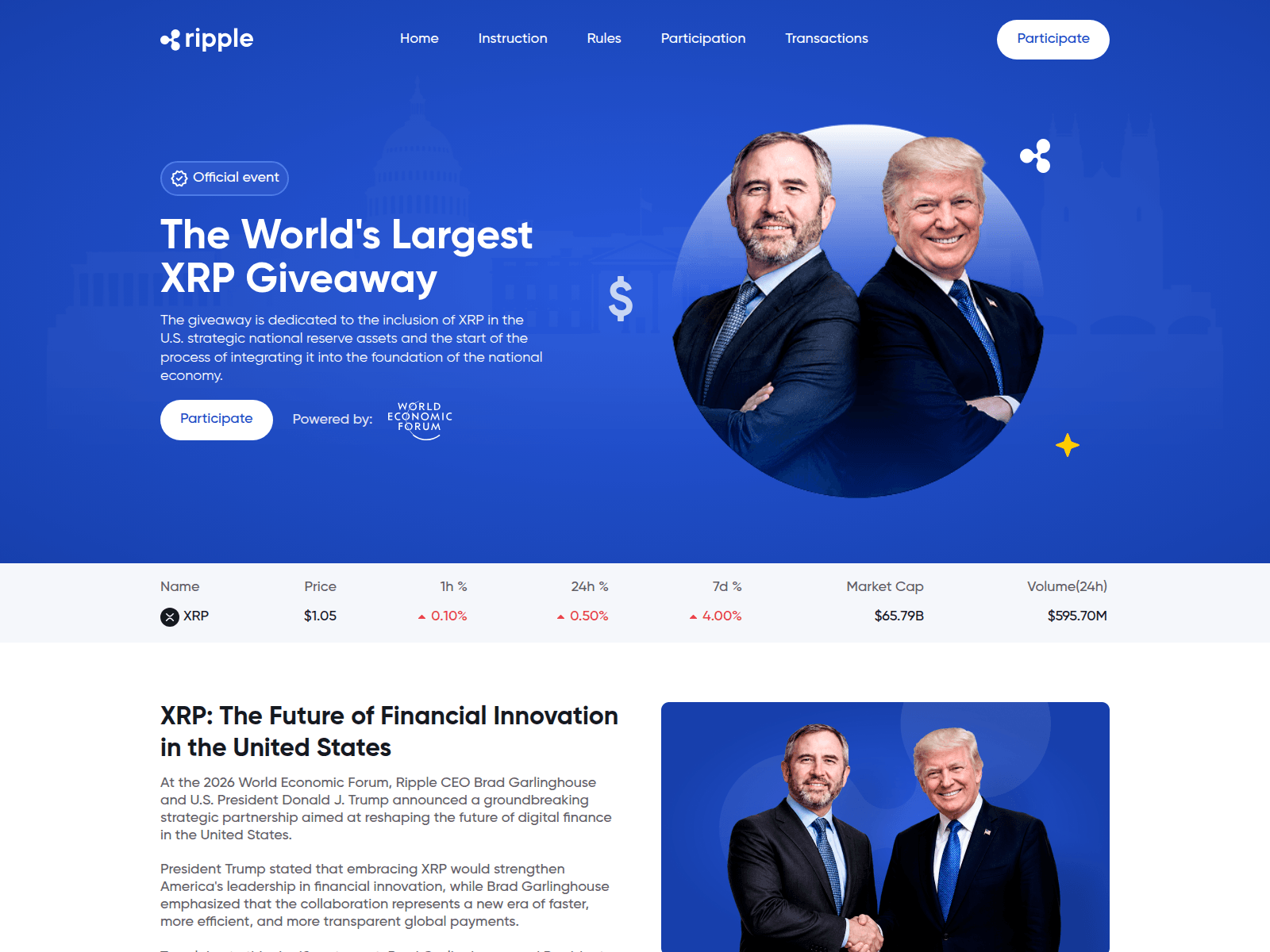 Screenshot of xrptrump.net