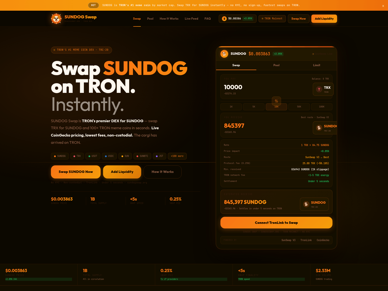 Screenshot of sundogswap.org