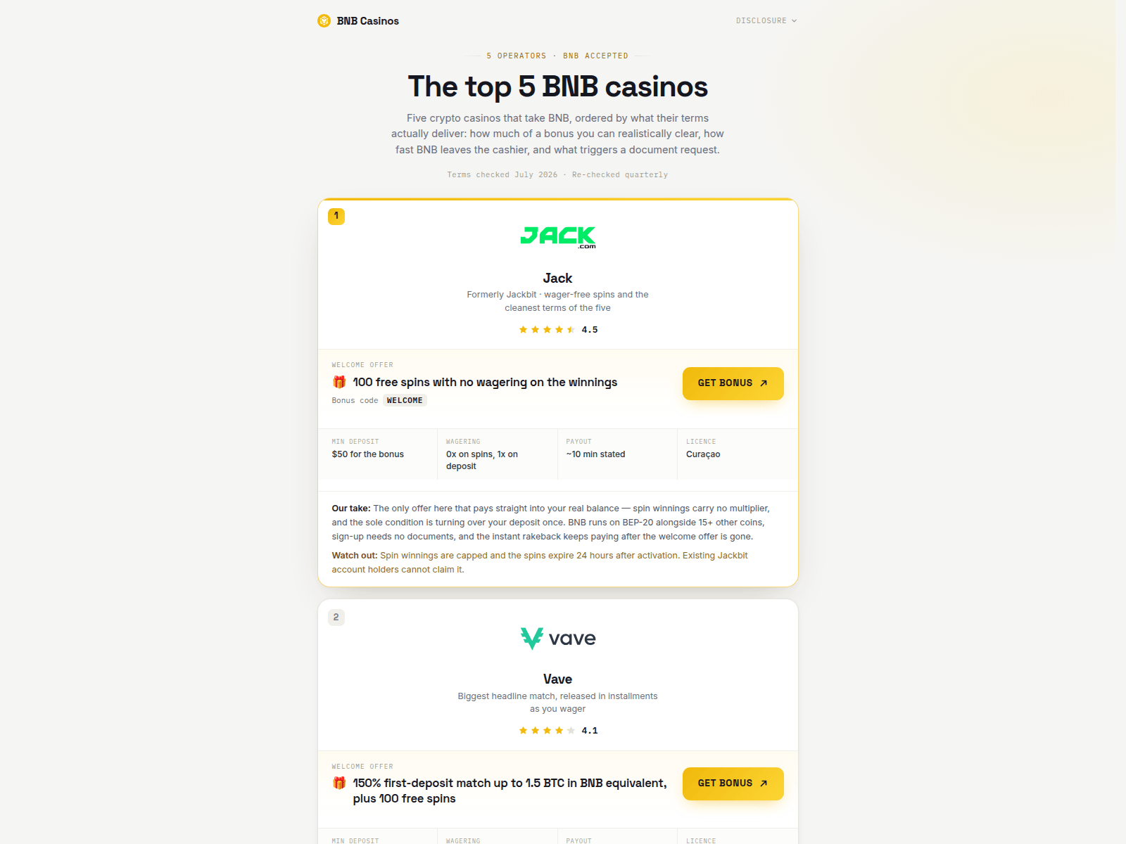 Screenshot of bnb-casinos.net