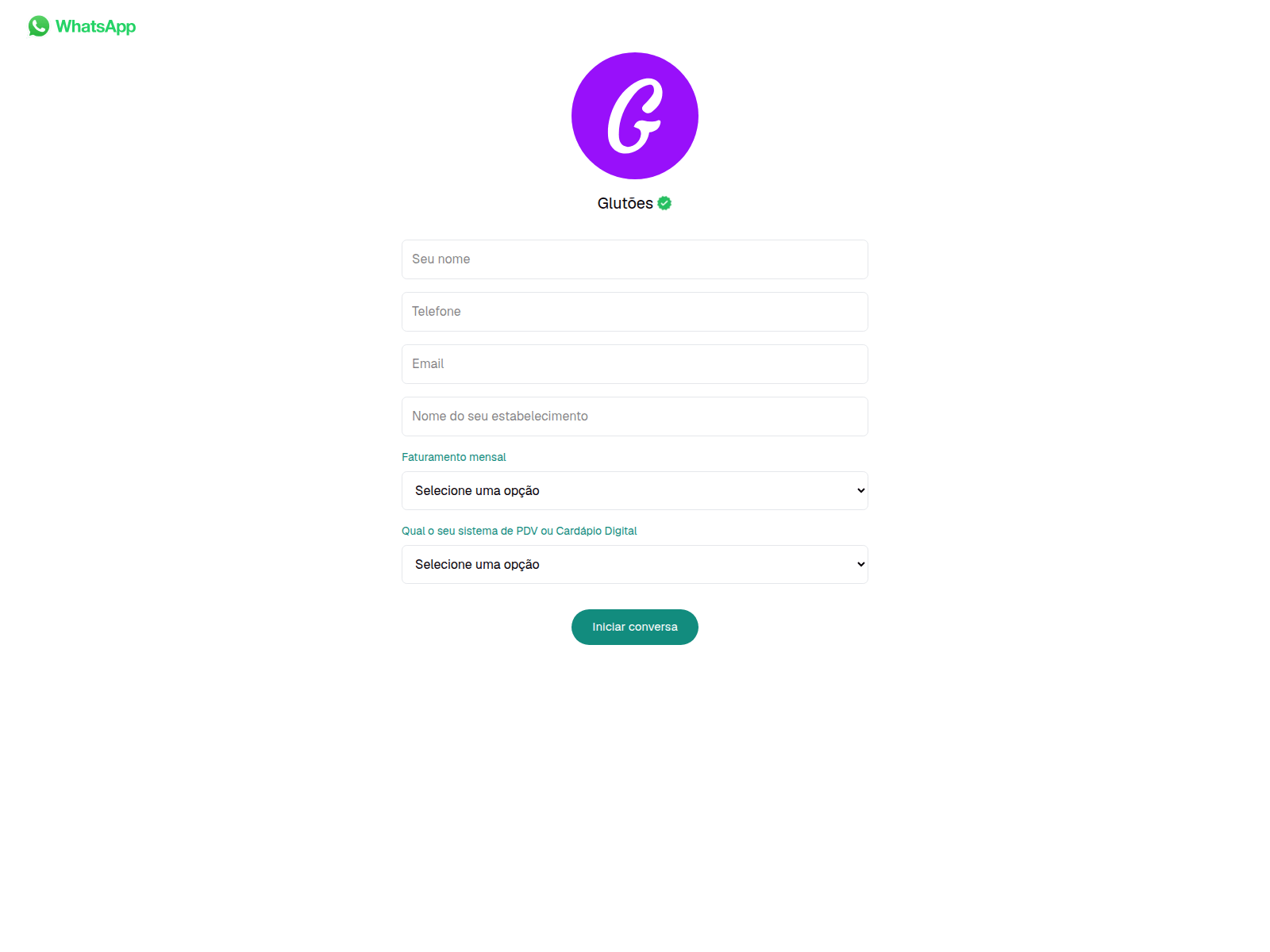 Screenshot of whatsapp.glutoes.com