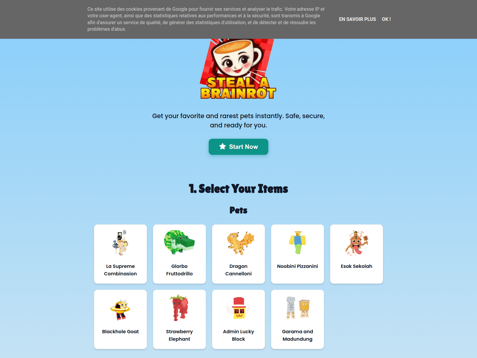 Screenshot of stealabrainrot12.blogspot.com