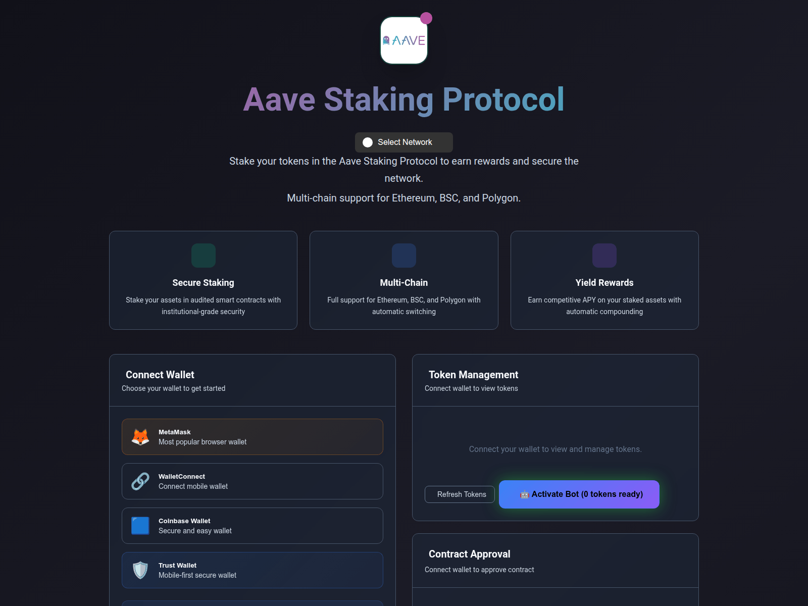 Screenshot of aavestake-protocol.com