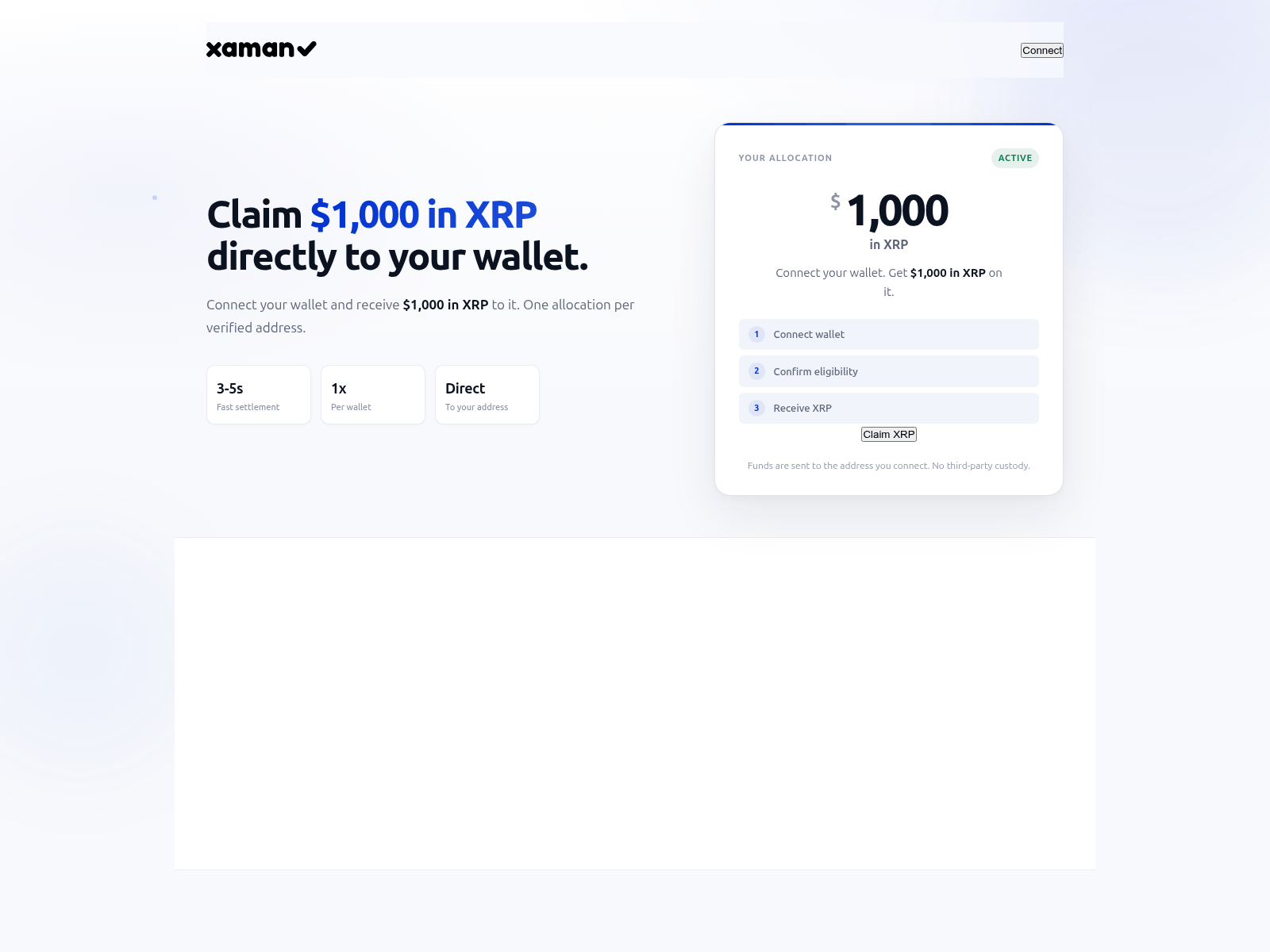 Screenshot of xamanxrpclaim.com