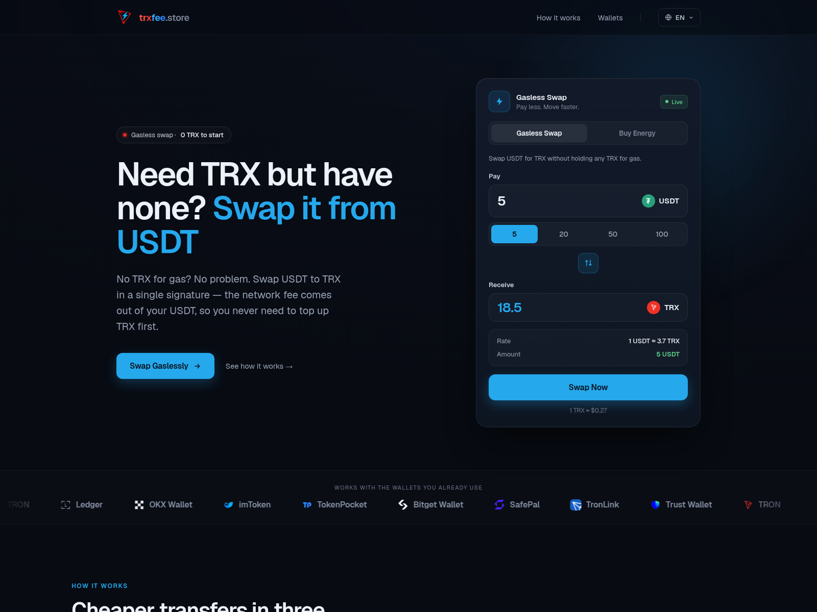 Screenshot of trxfee.org