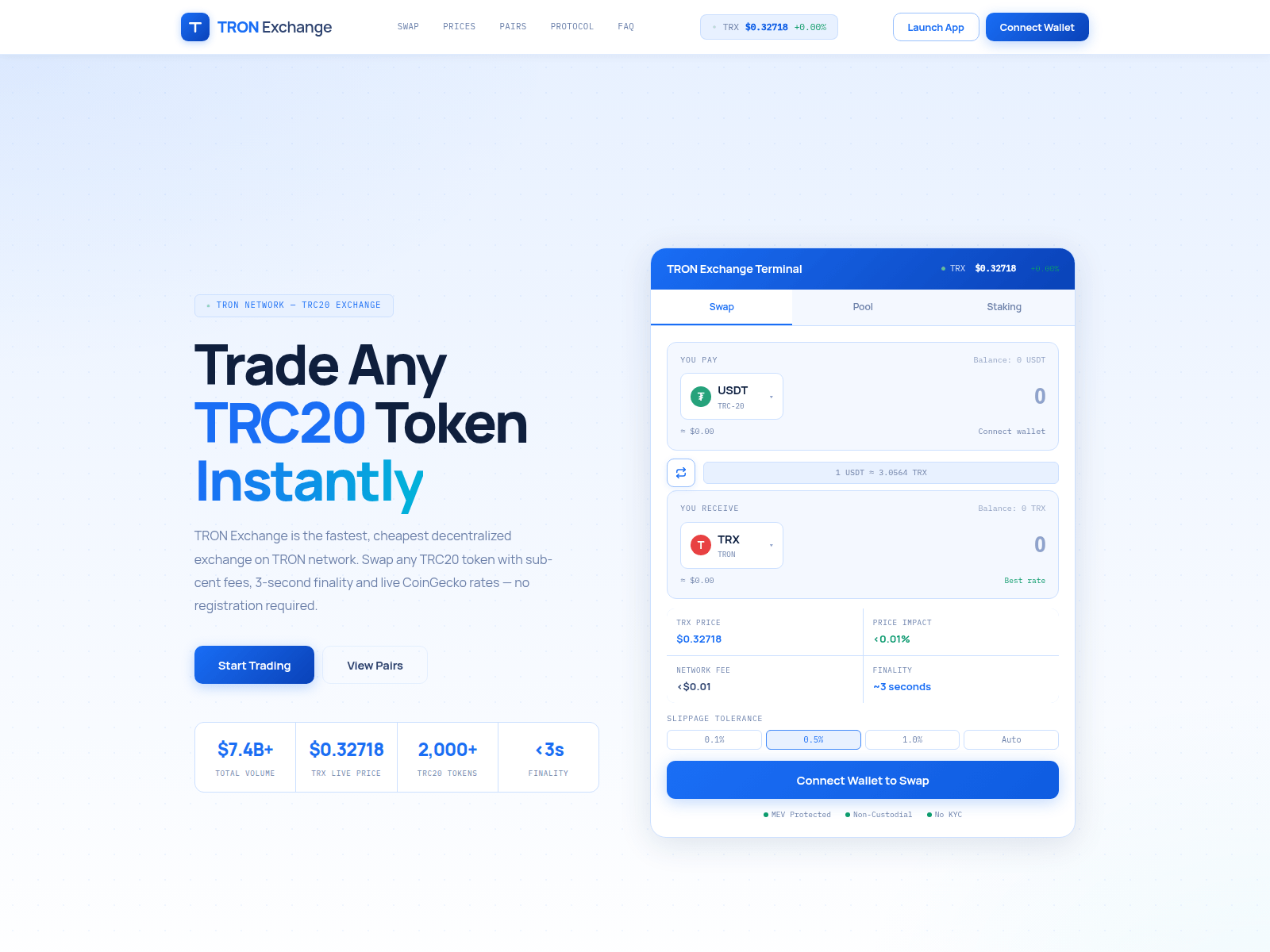 Screenshot of tron-exchange.net