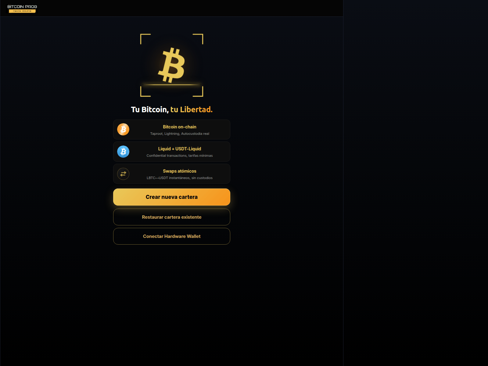 Captura de tela de app.bitcoinprogwallet.com