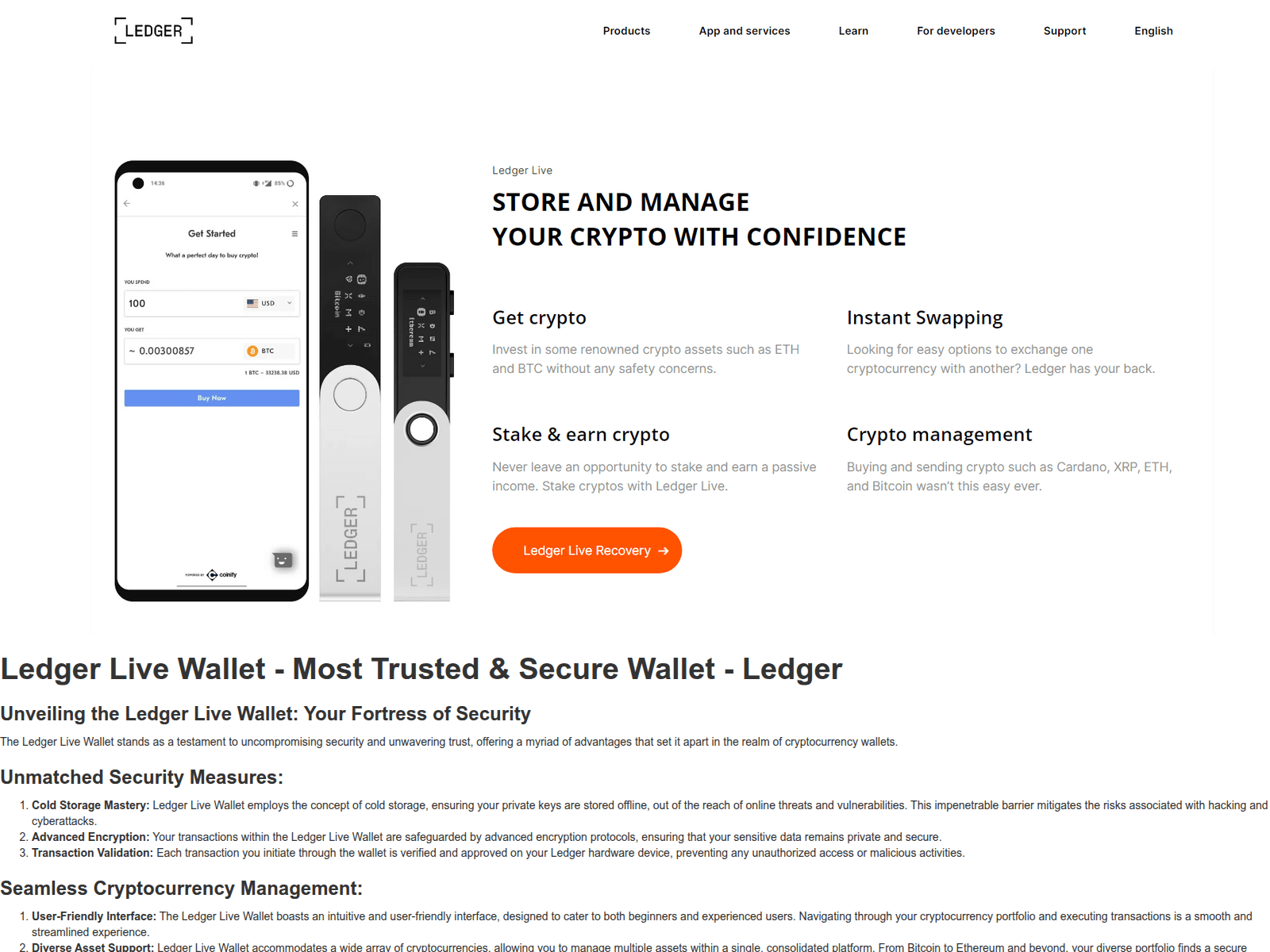 Screenshot of ledggerlvewllt.webflow.io
