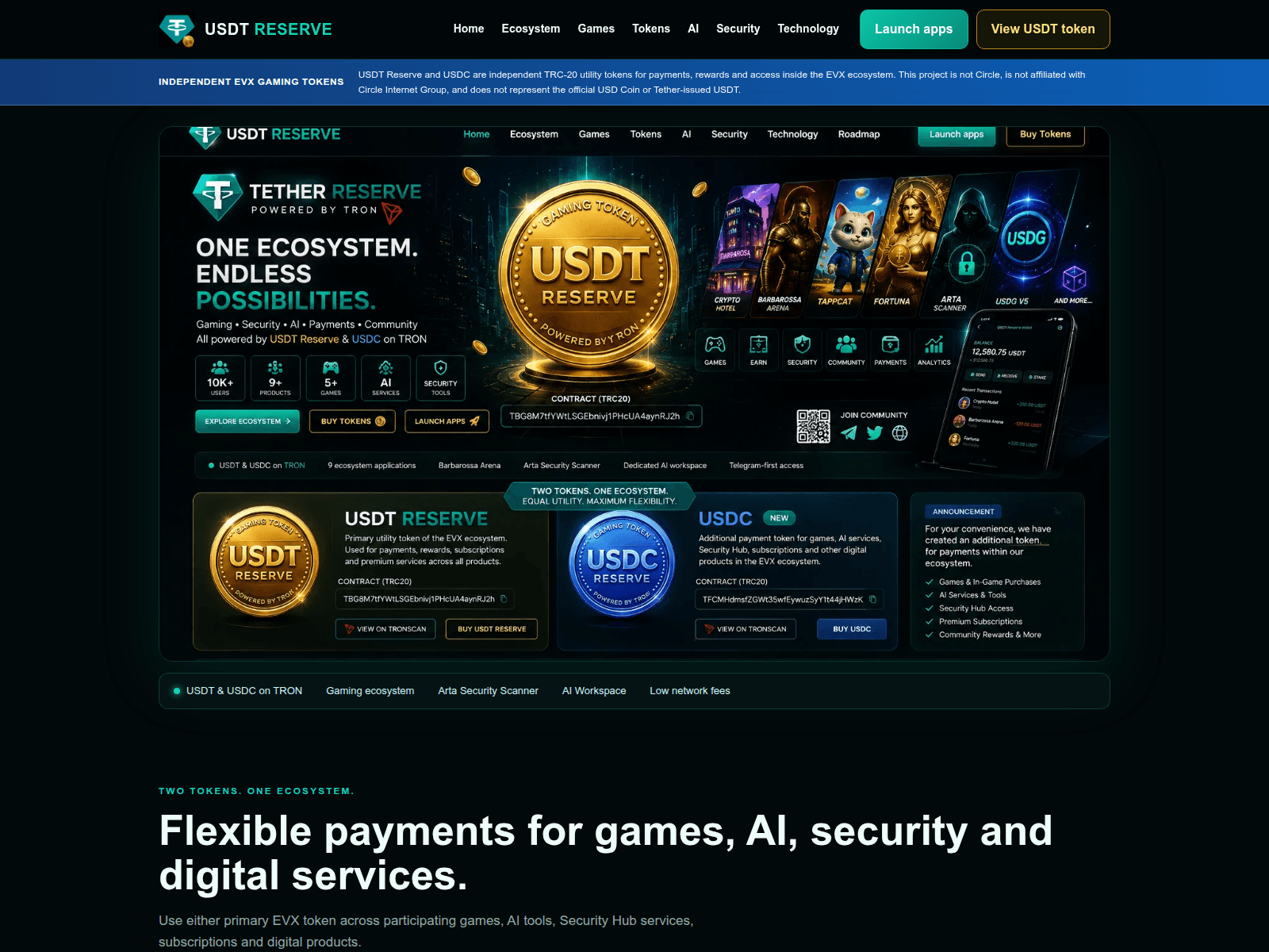 Screenshot of tethereserve.com