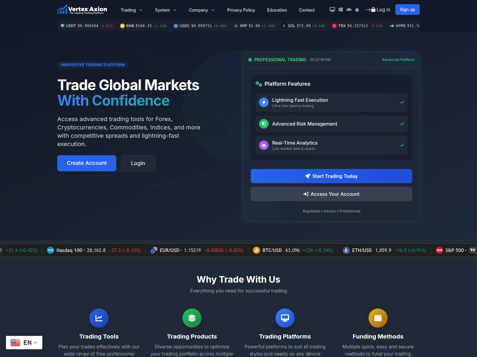 Screenshot of vertexaxion.com