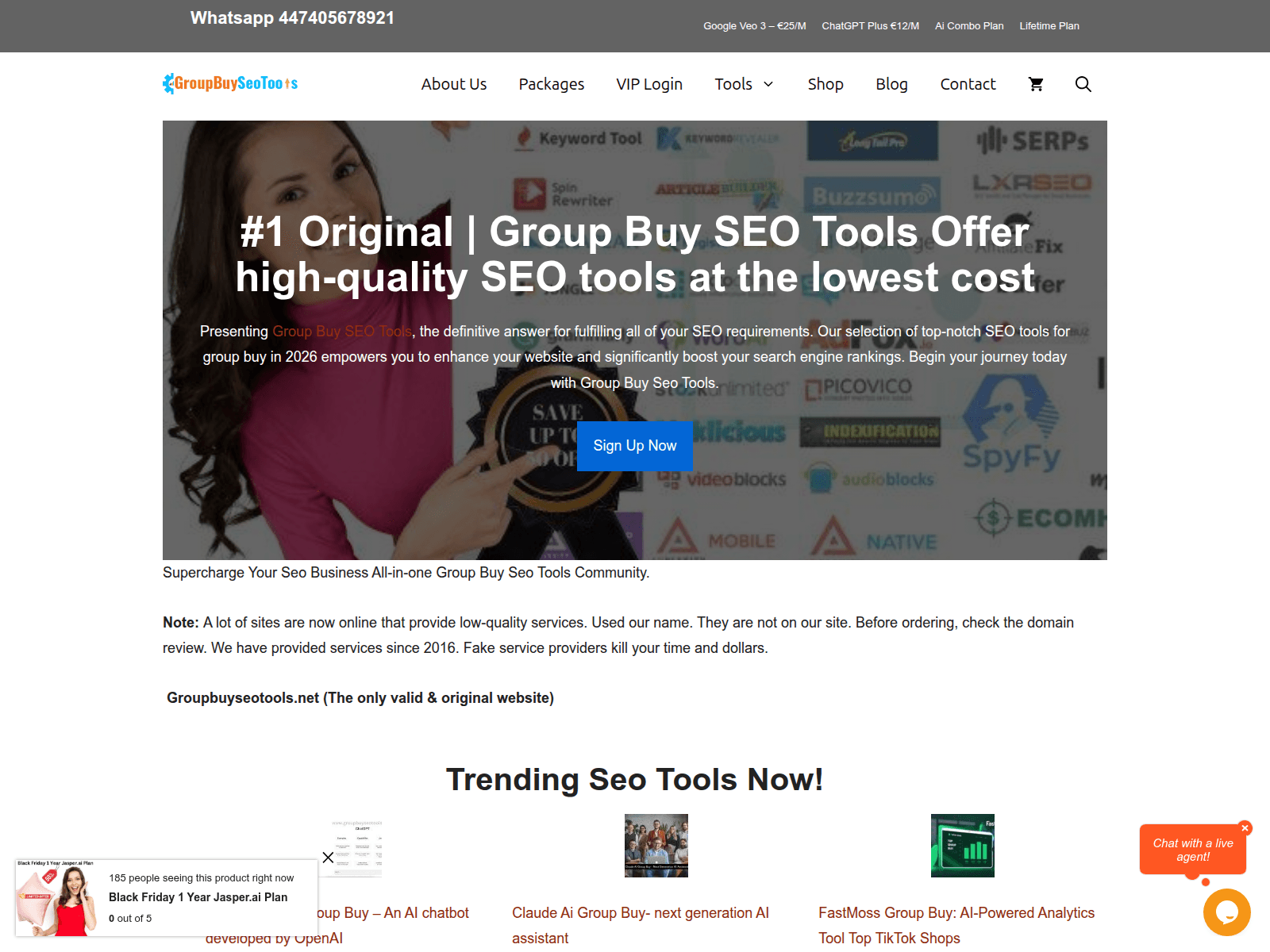 Screenshot von groupbuyseotools.net