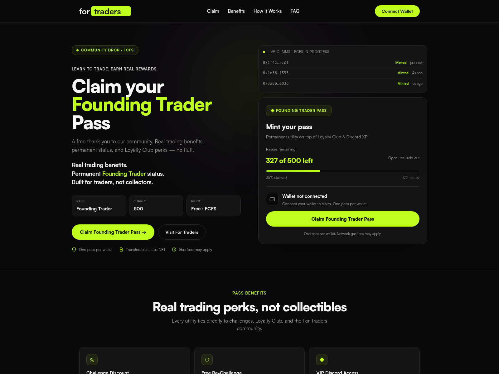 Screenshot of claim-fortraders.com