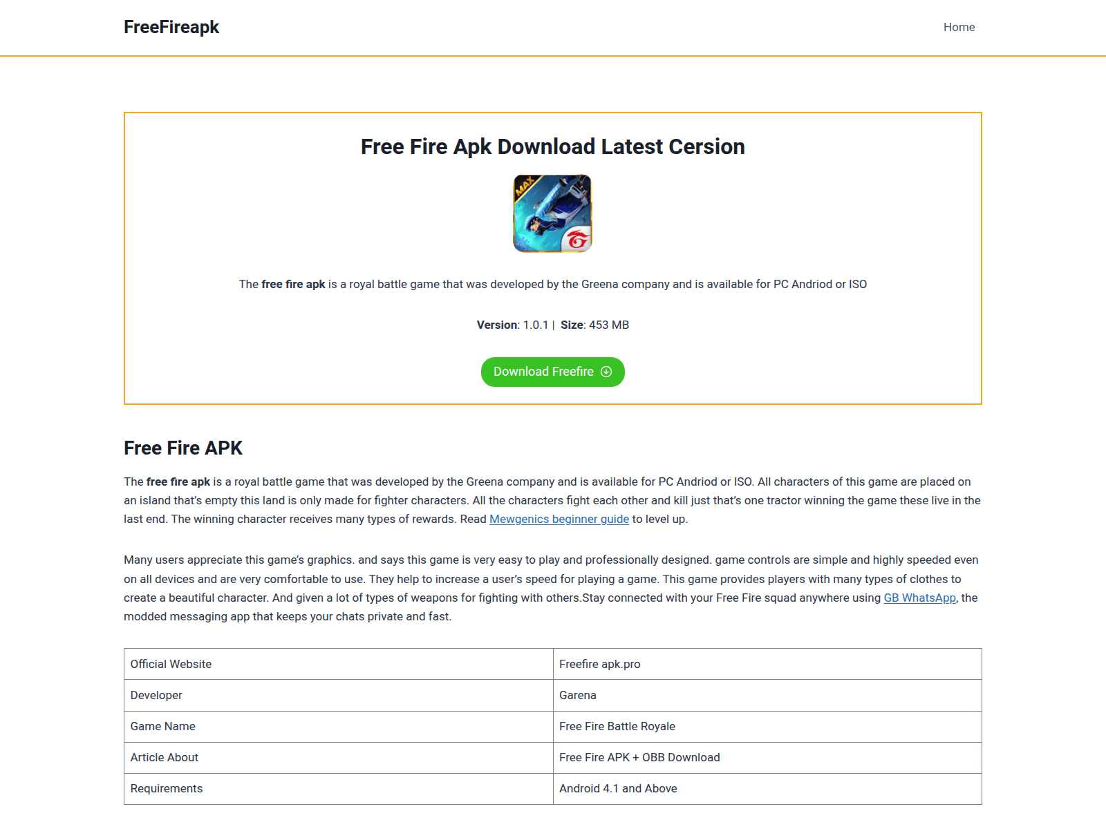 Screenshot of freefireapk.pro