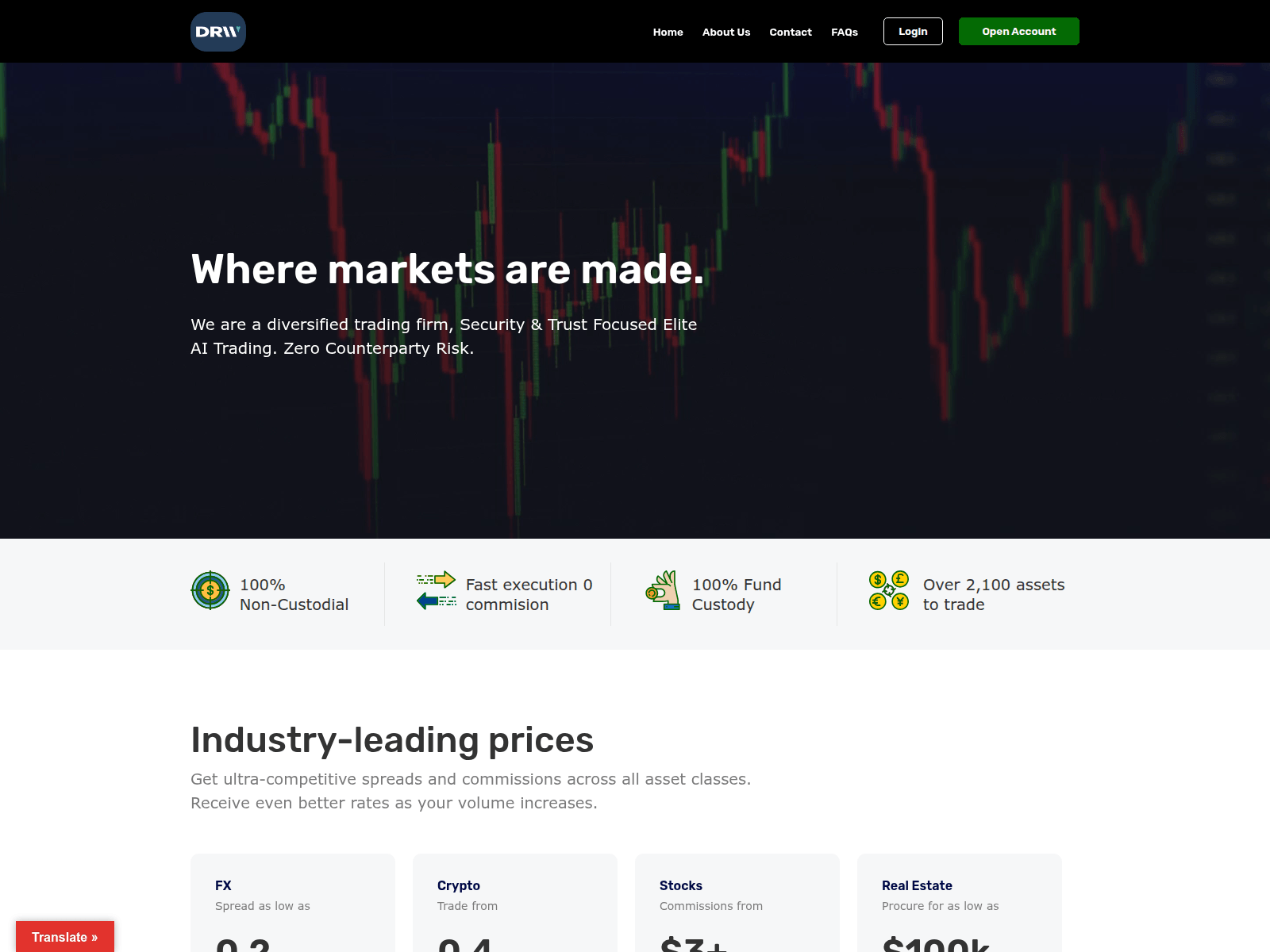 Screenshot of login.drwtrade.com
