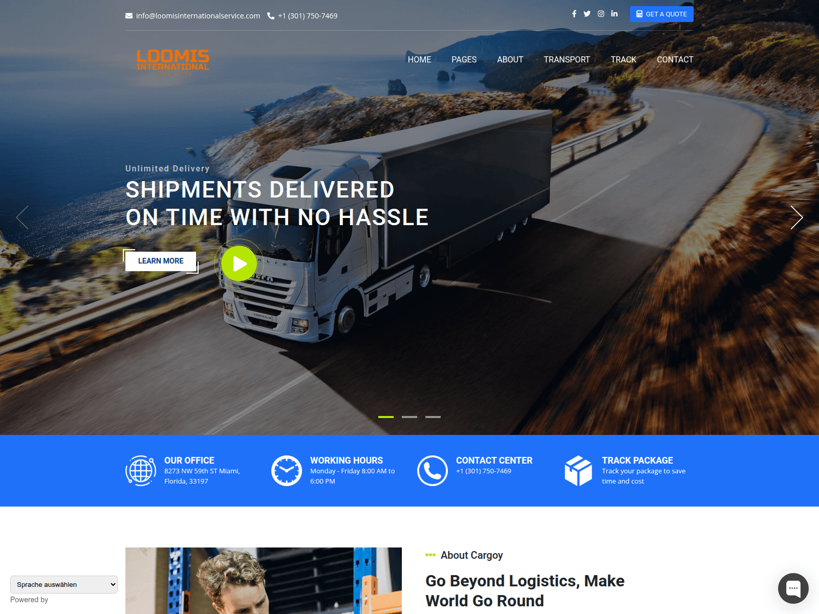 Screenshot von loomisinternationalservice.com