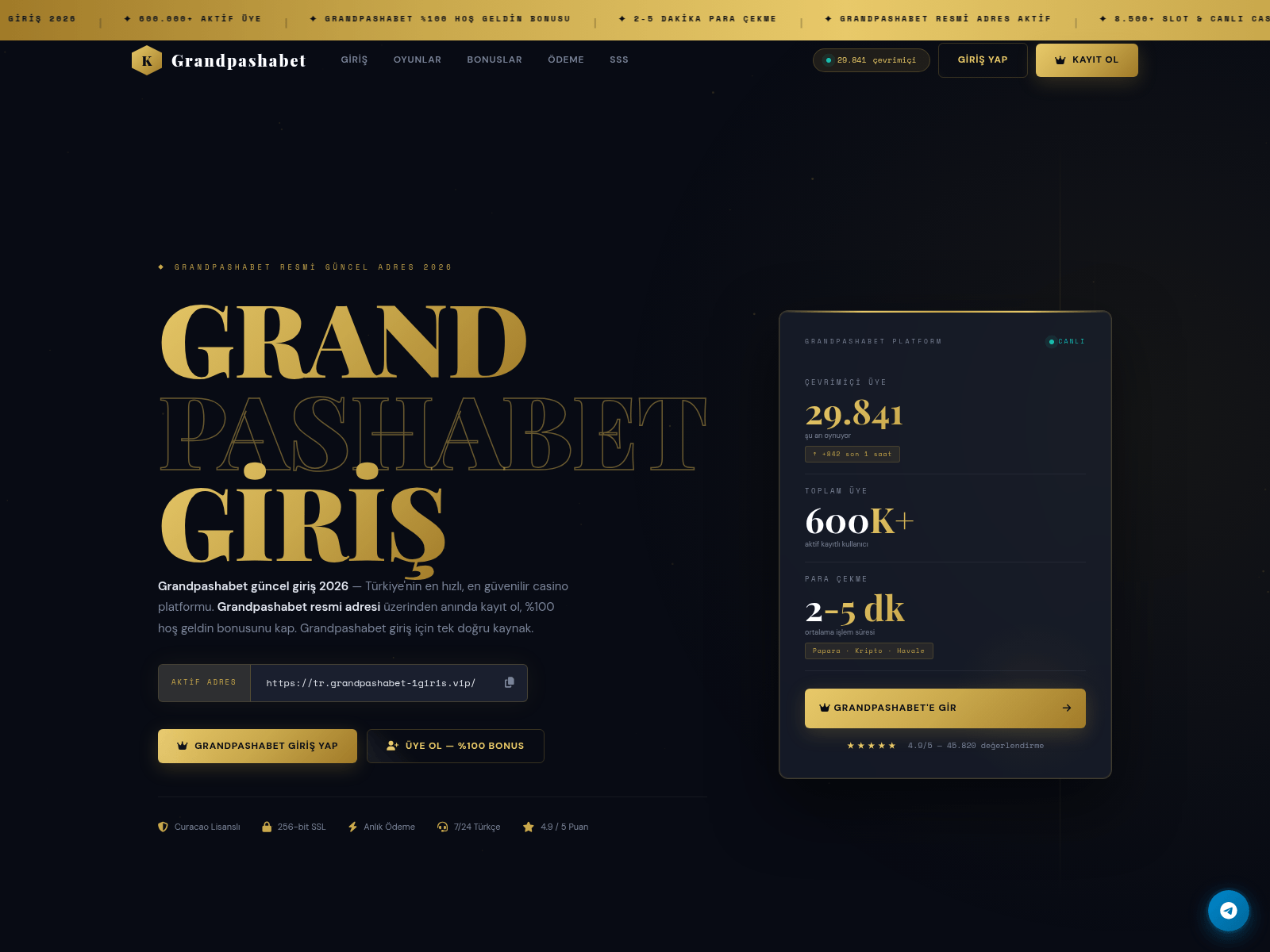 Screenshot of grandpashabet-1giris.vip