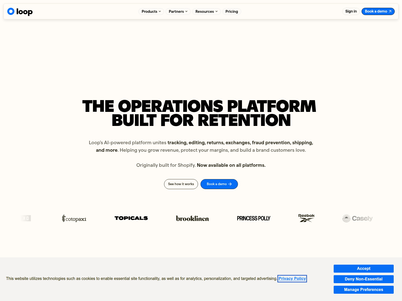 Screenshot of loopreturn.xyz
