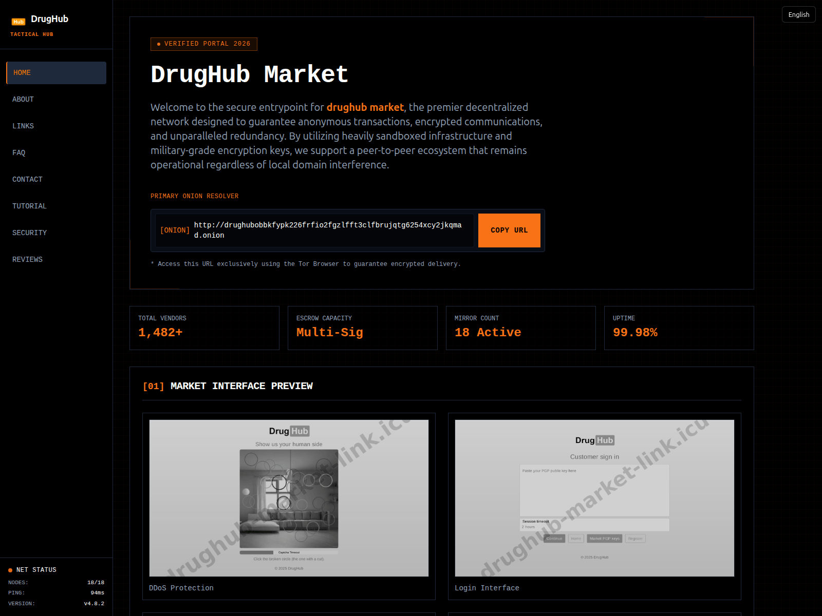 Screenshot of drughub-market-link.icu