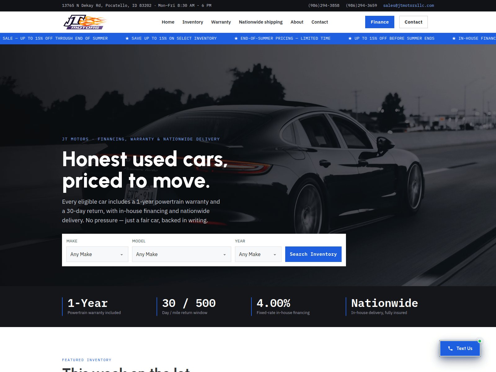 Screenshot of j-t-motors.com