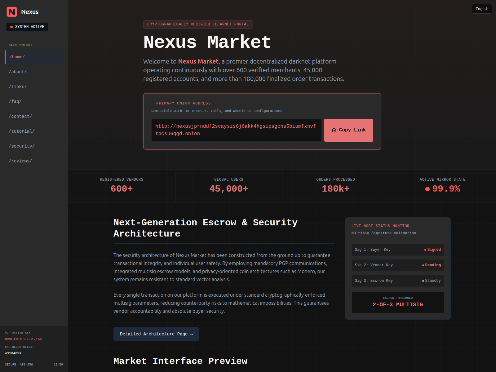 Screenshot of nexus-dark.xyz