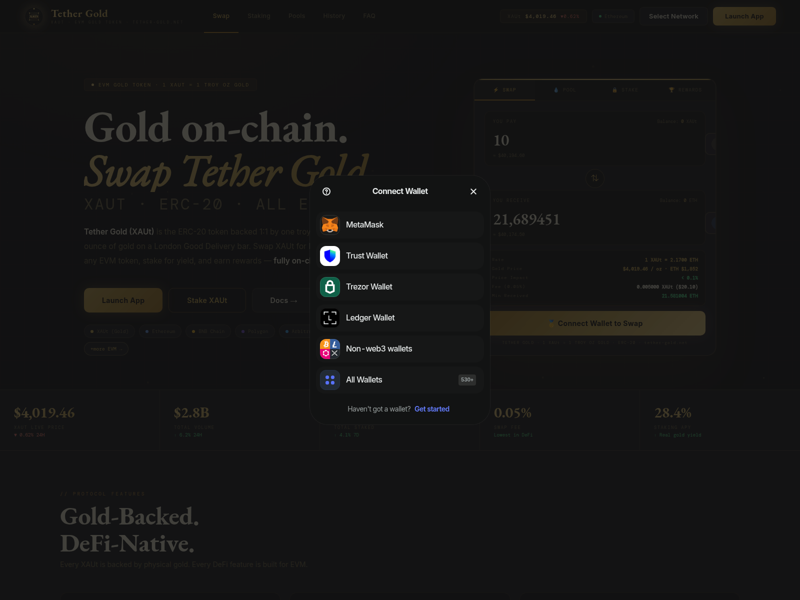 Screenshot of tether-gold.net