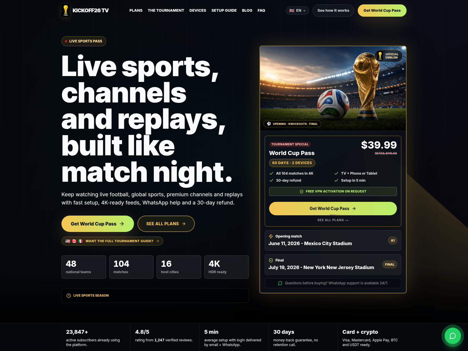 Screenshot of kickofftv26.com