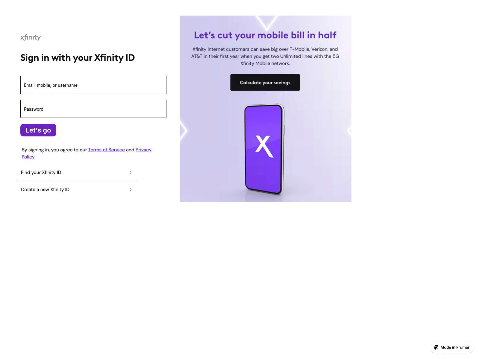 Screenshot of xfinitywebmailpagesecurityalert.framer.ai