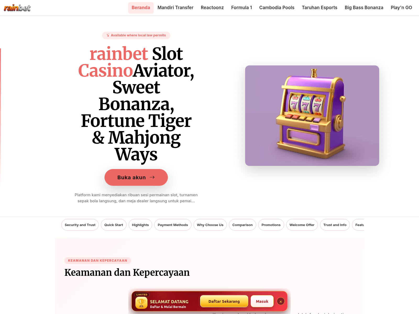 Screenshot of rainbet.bio