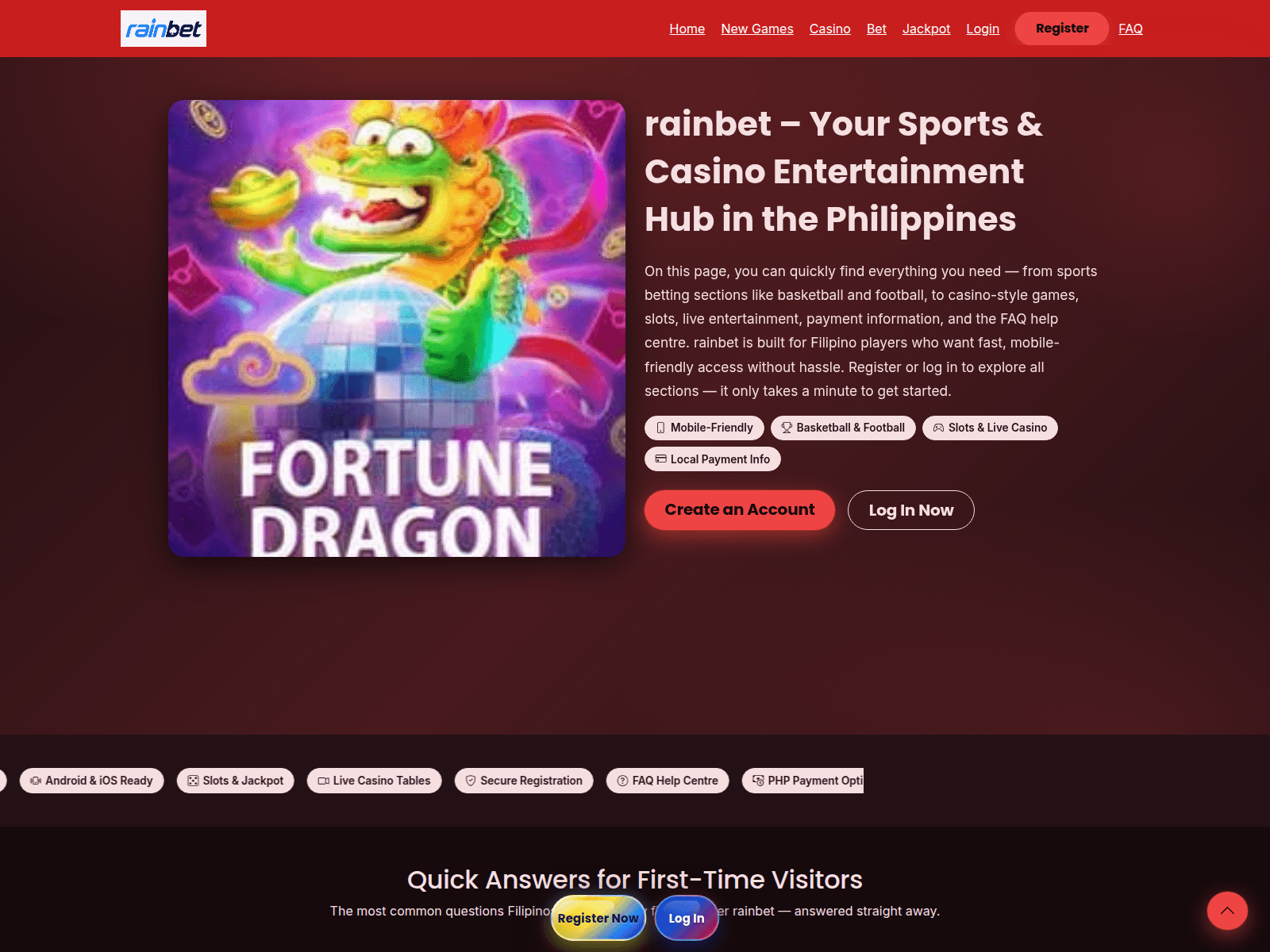 Screenshot of rainbet.wine