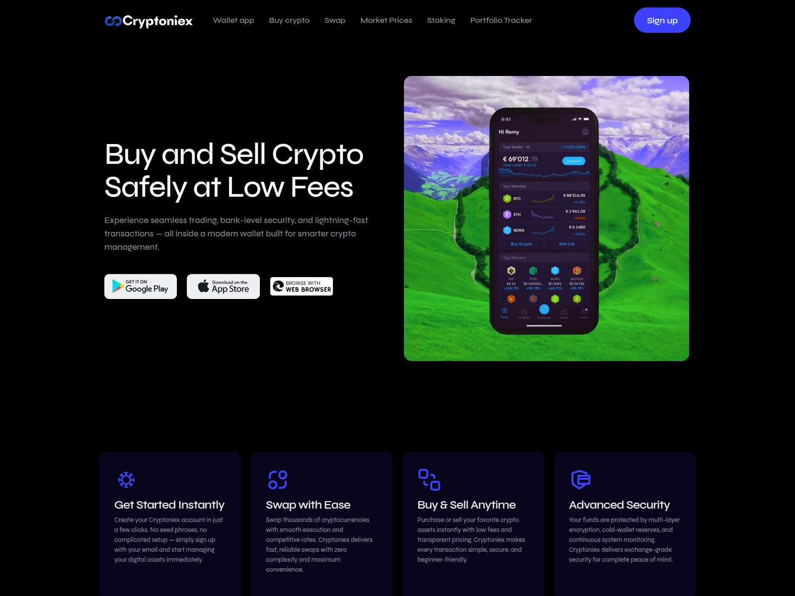 Screenshot of cryptoniex.io