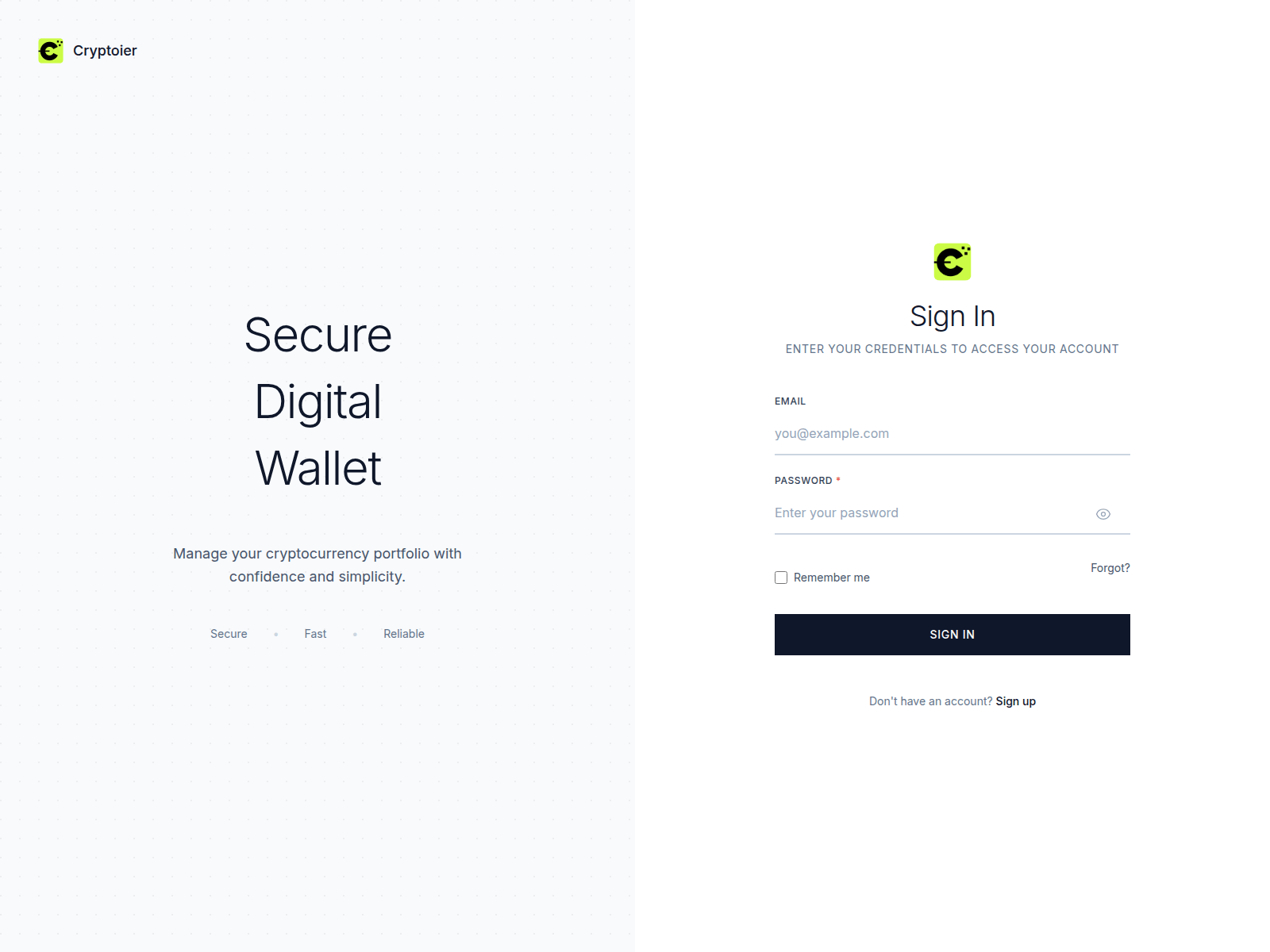 Screenshot of secure.cryptoier.net
