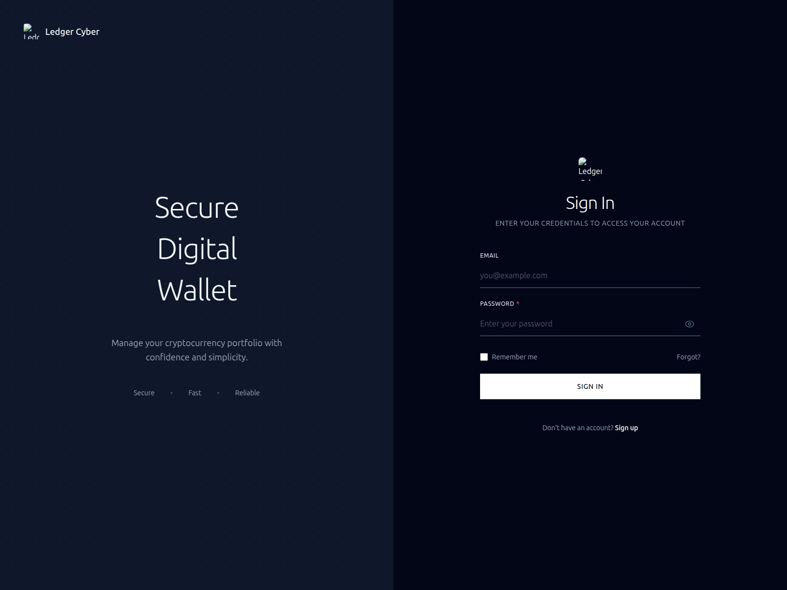 Screenshot of secure.ledgercyber.net