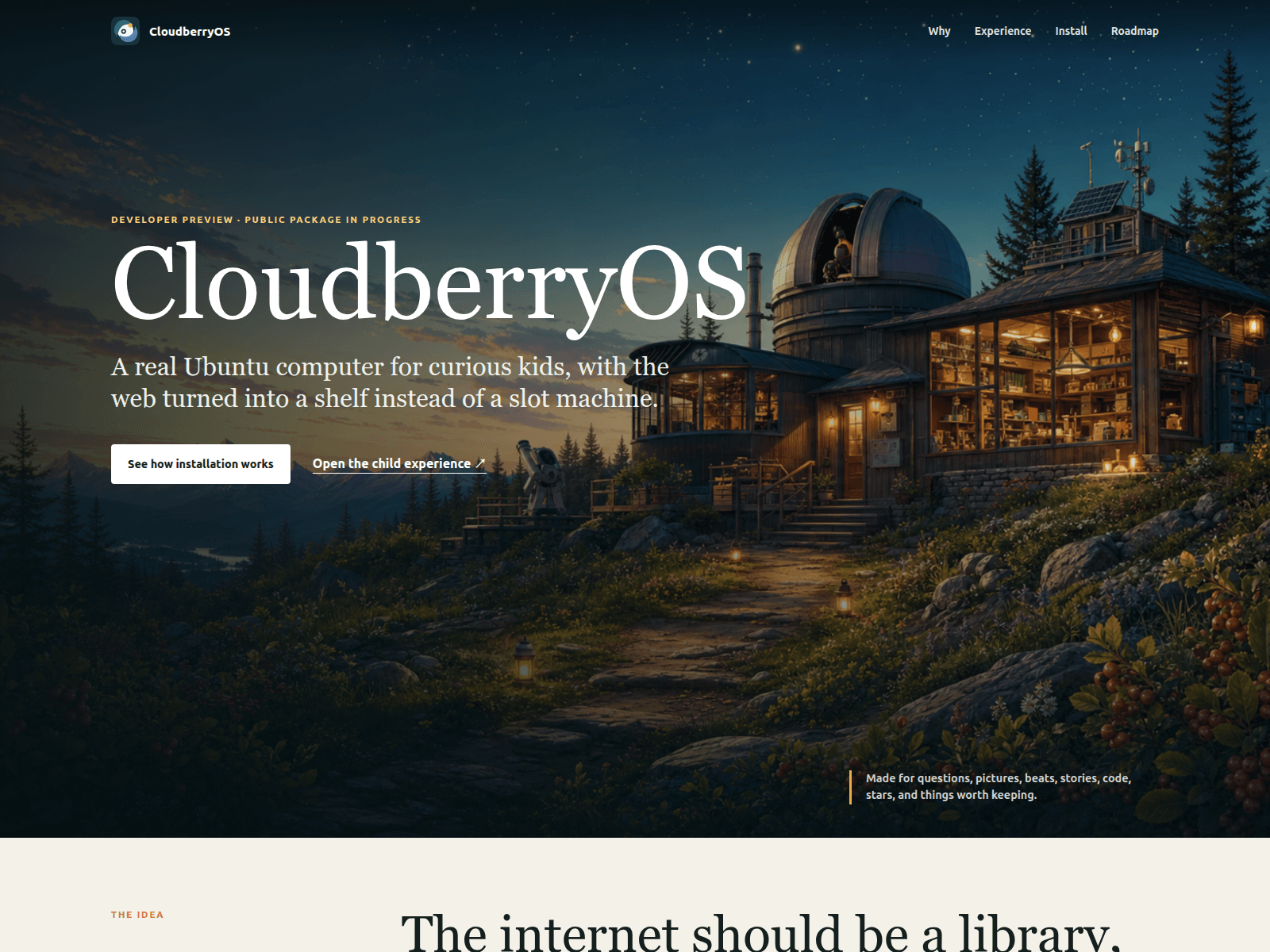 Screenshot of cloudberryos.org