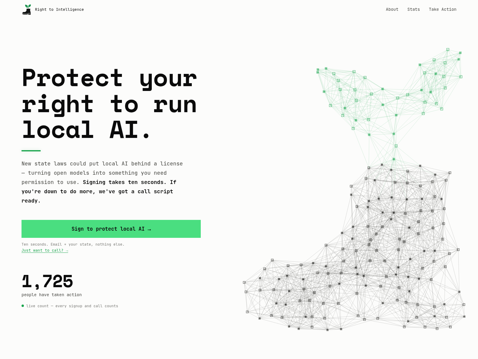 Screenshot of righttointelligence.org