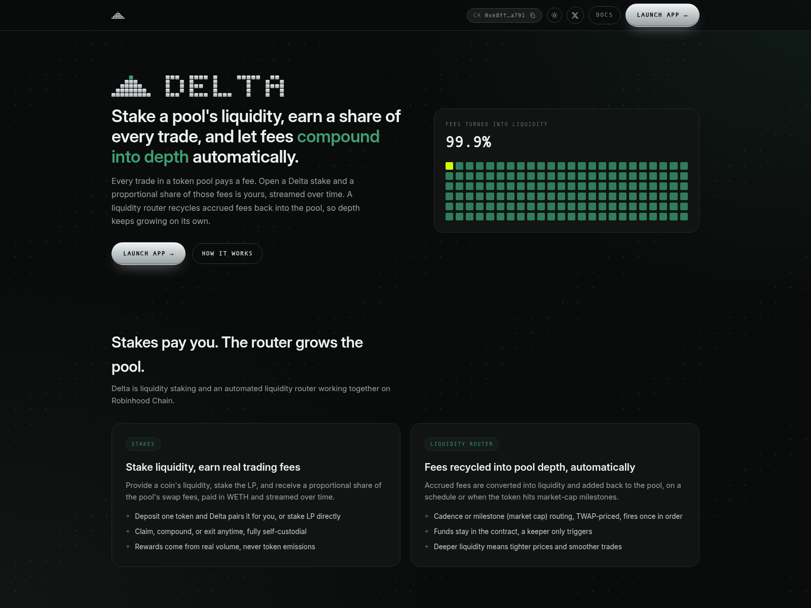 Screenshot of deltaliquidity.app