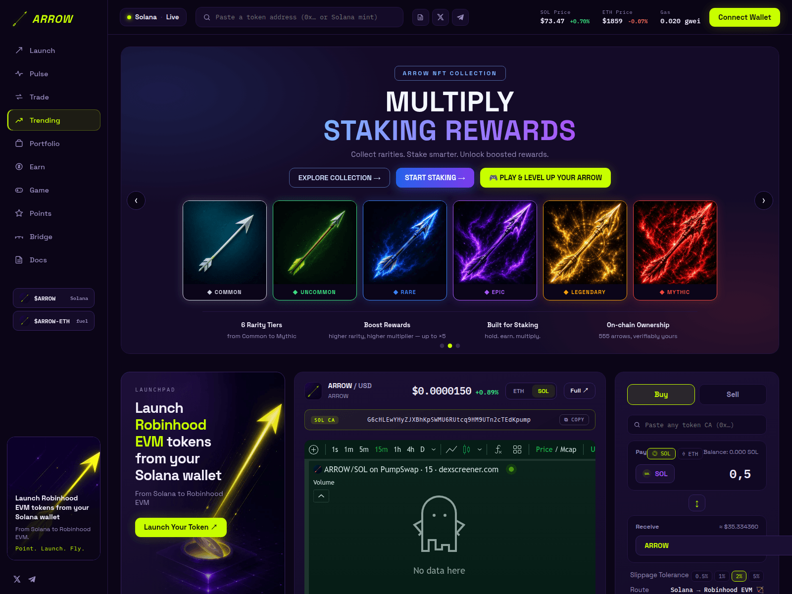 Screenshot of www.launcharrow.xyz