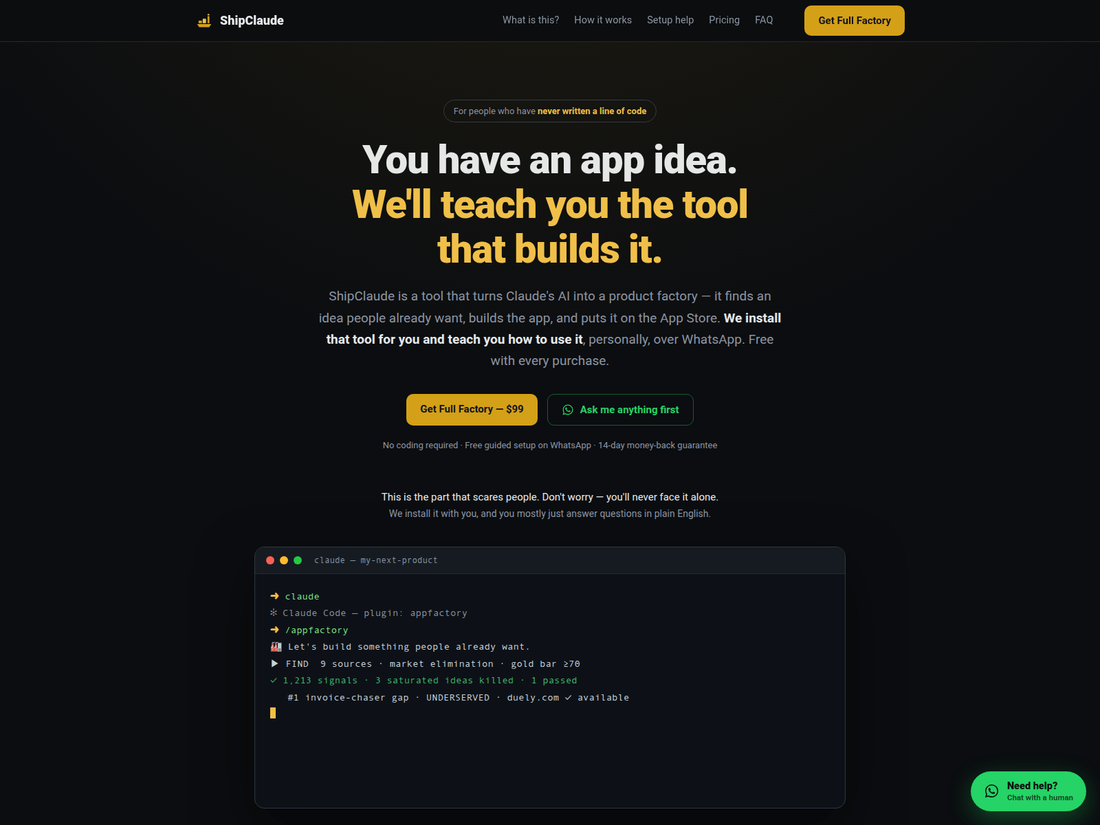 Screenshot of shipclaude.com