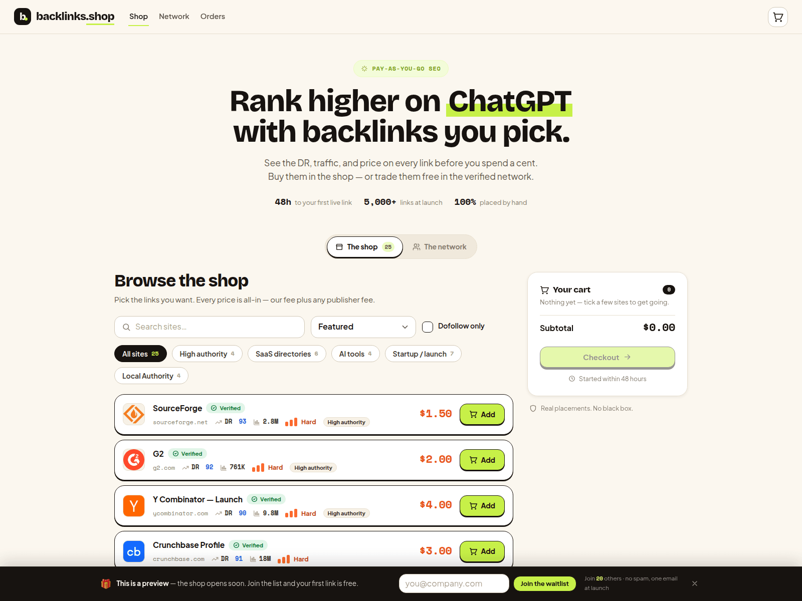 Screenshot of backlinks.shop