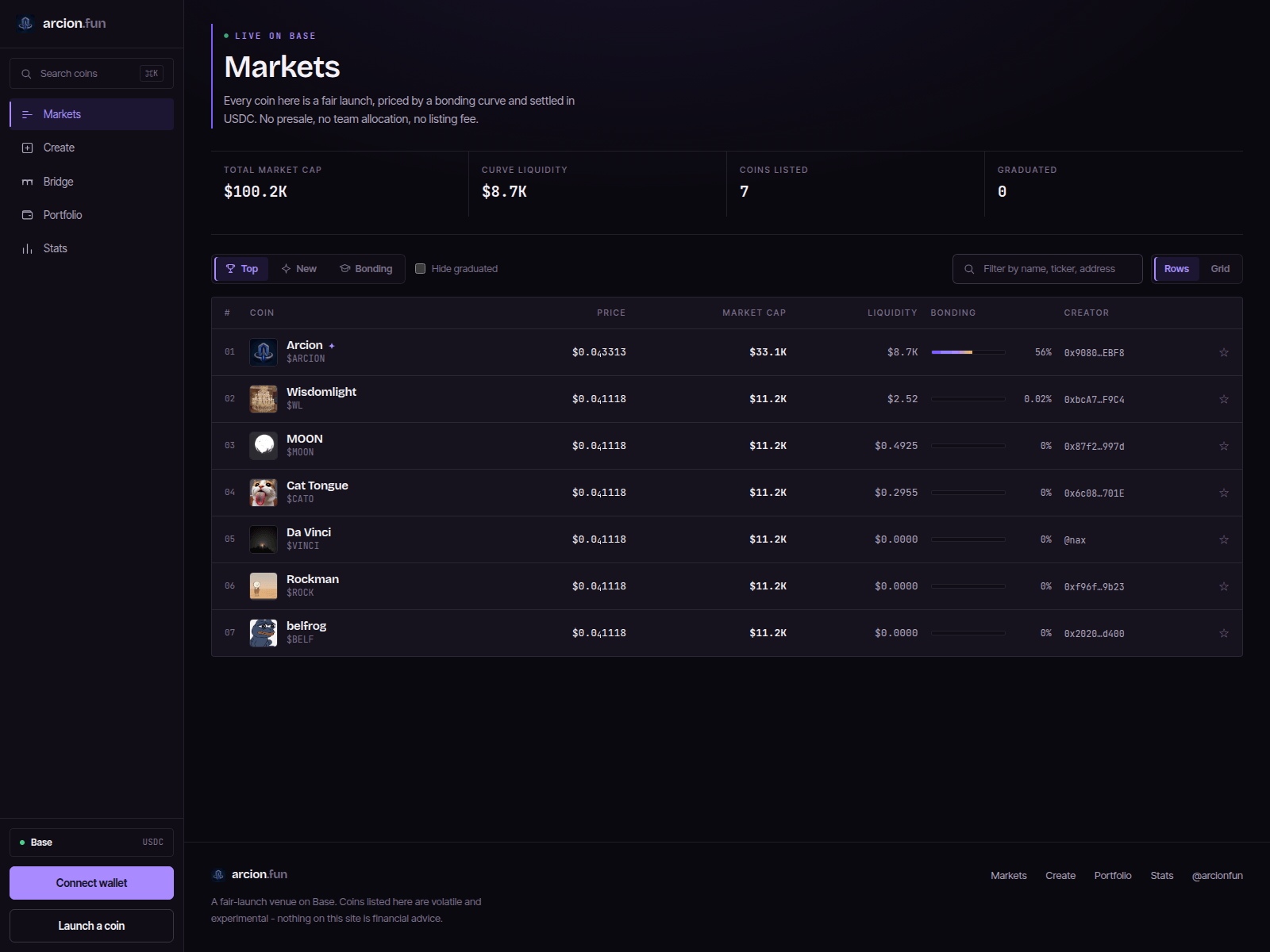 Screenshot of www.arcion.fun