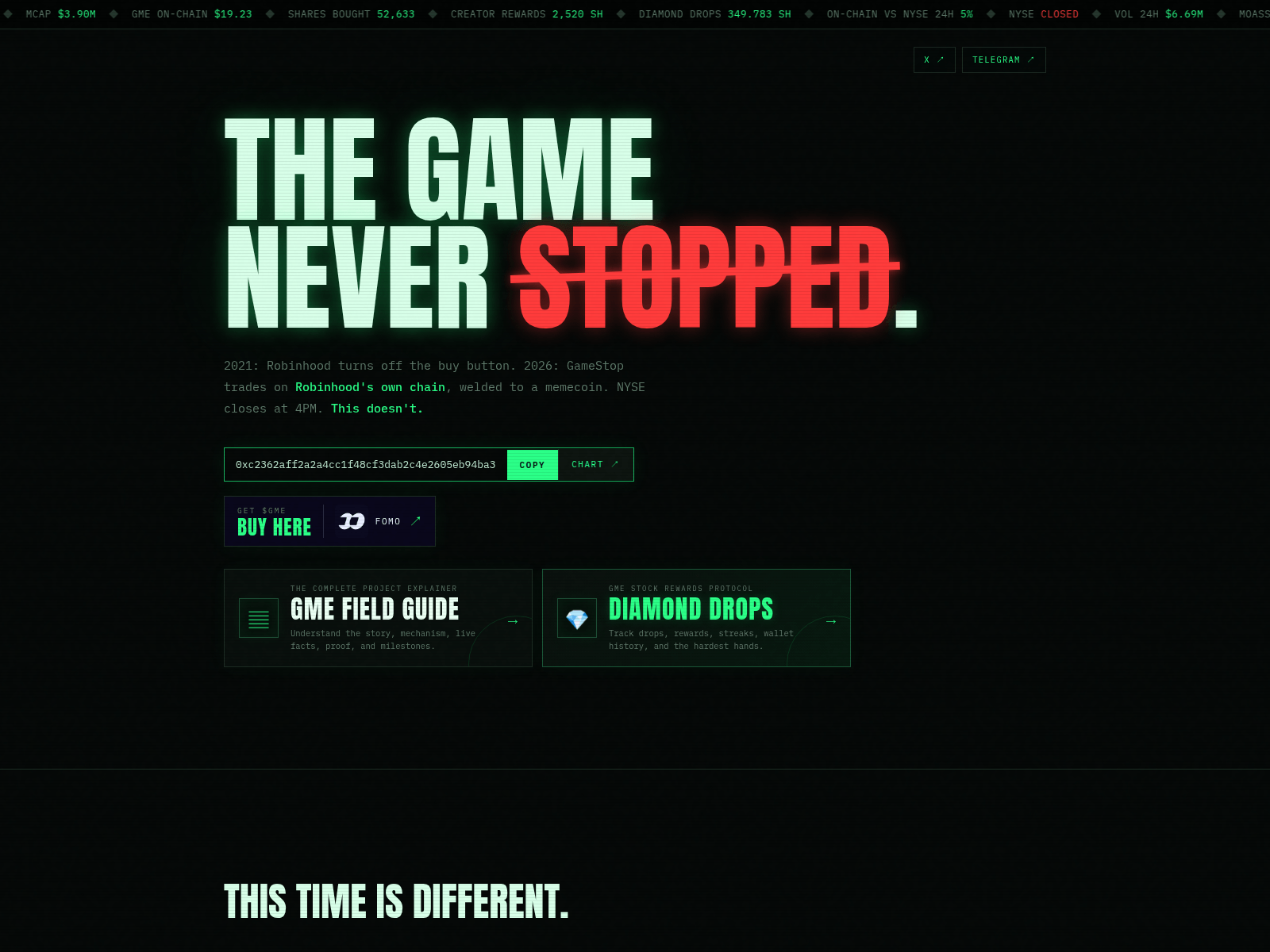 Screenshot of thegameneverstopped.com