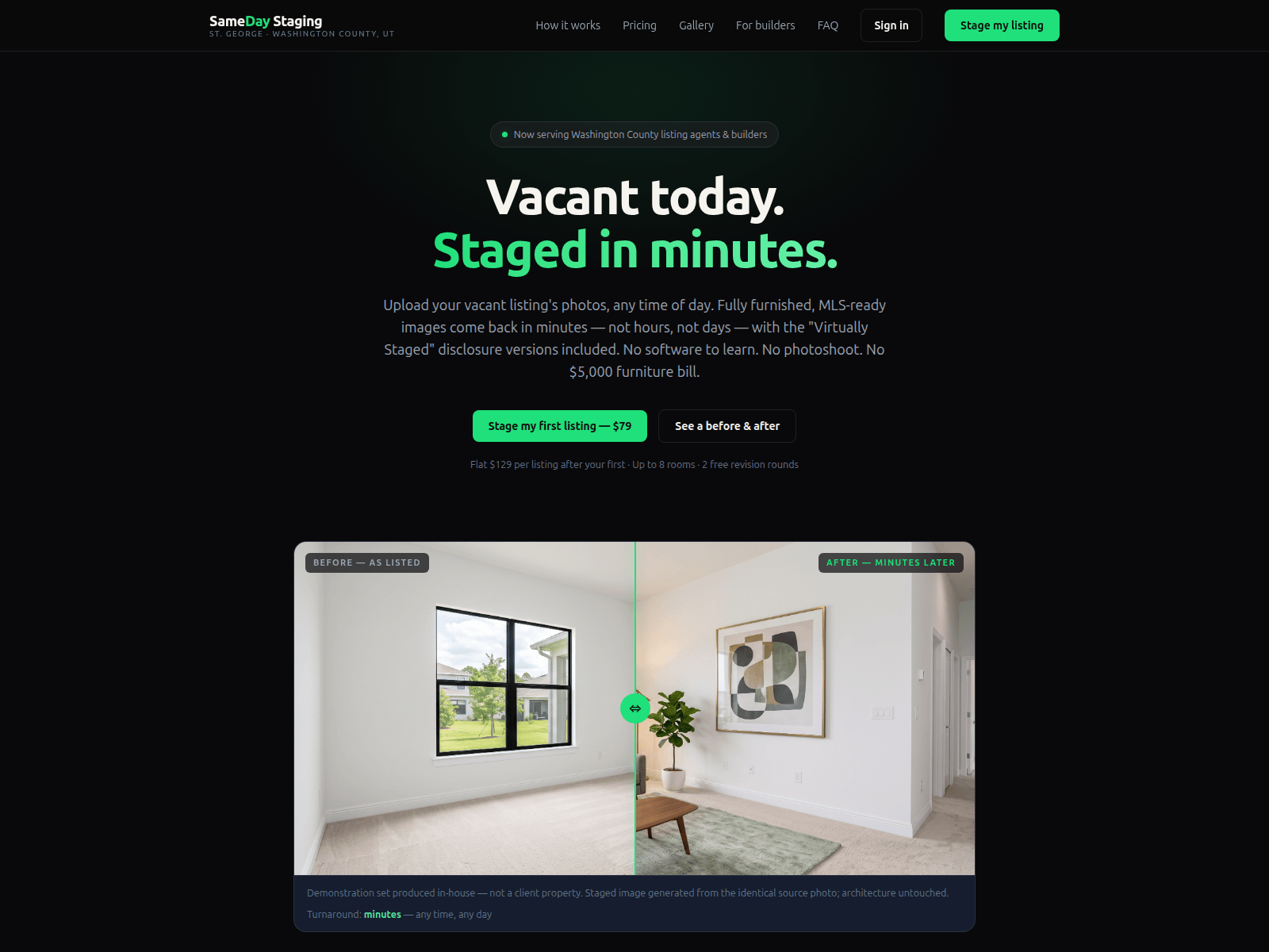 Screenshot of sameday-staging.com