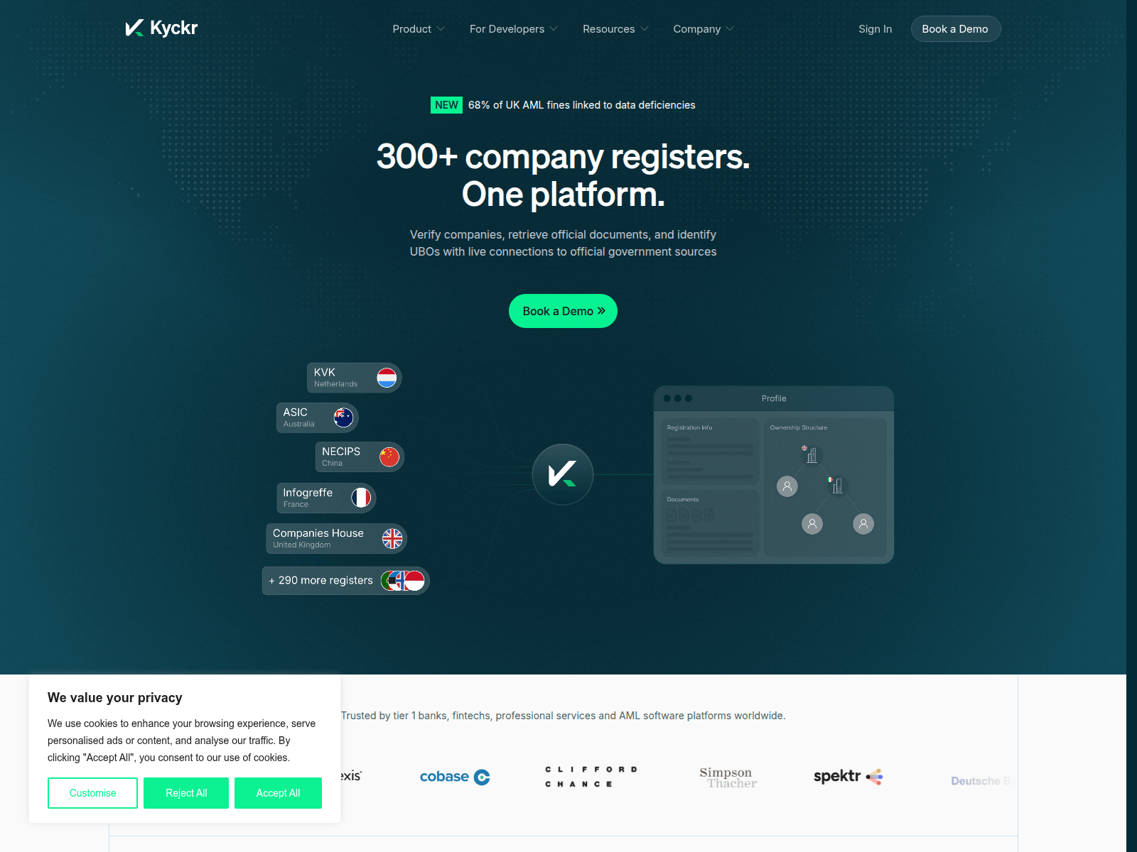 Screenshot of authci.kyckr.com