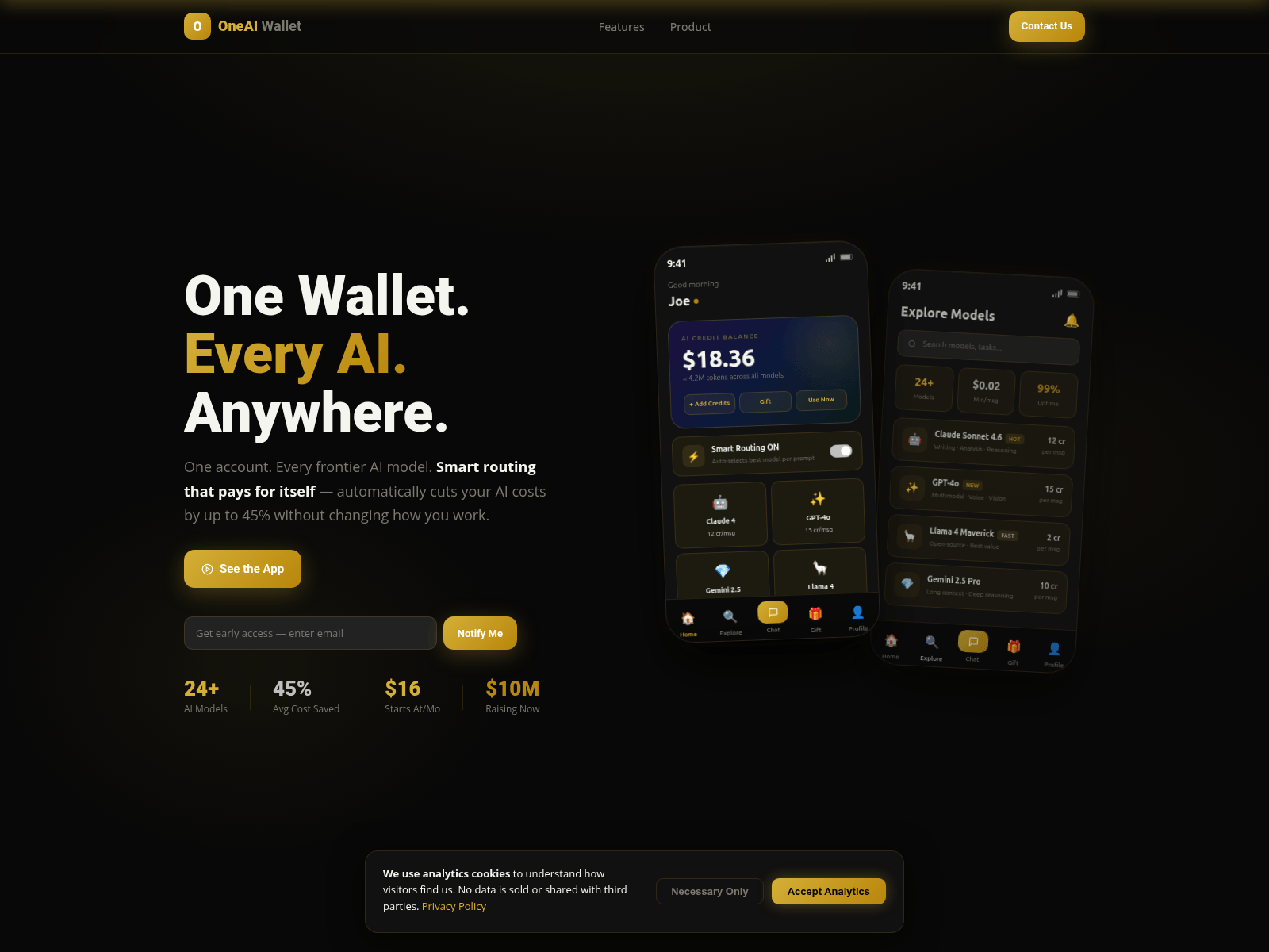 Screenshot of oneaiwallet.com