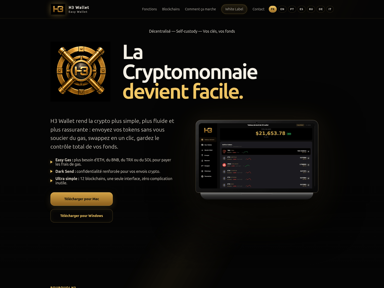 Screenshot of h3-wallet.com