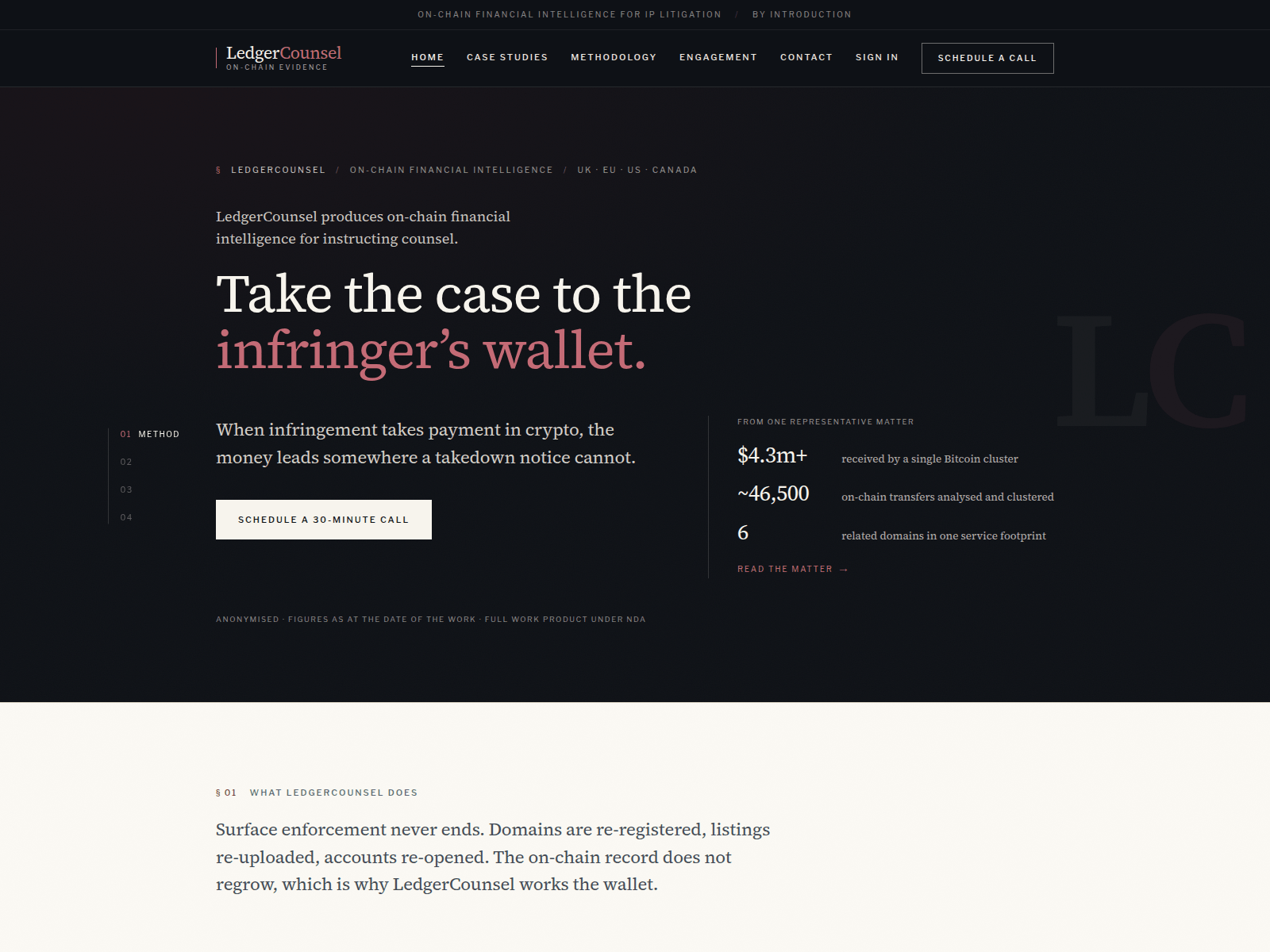 Screenshot of ledger-counsel.com